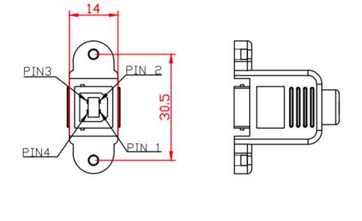 Mini USB 5 Pin Male to USB-B 2.0 Female Panel Mount Cable 0.5m