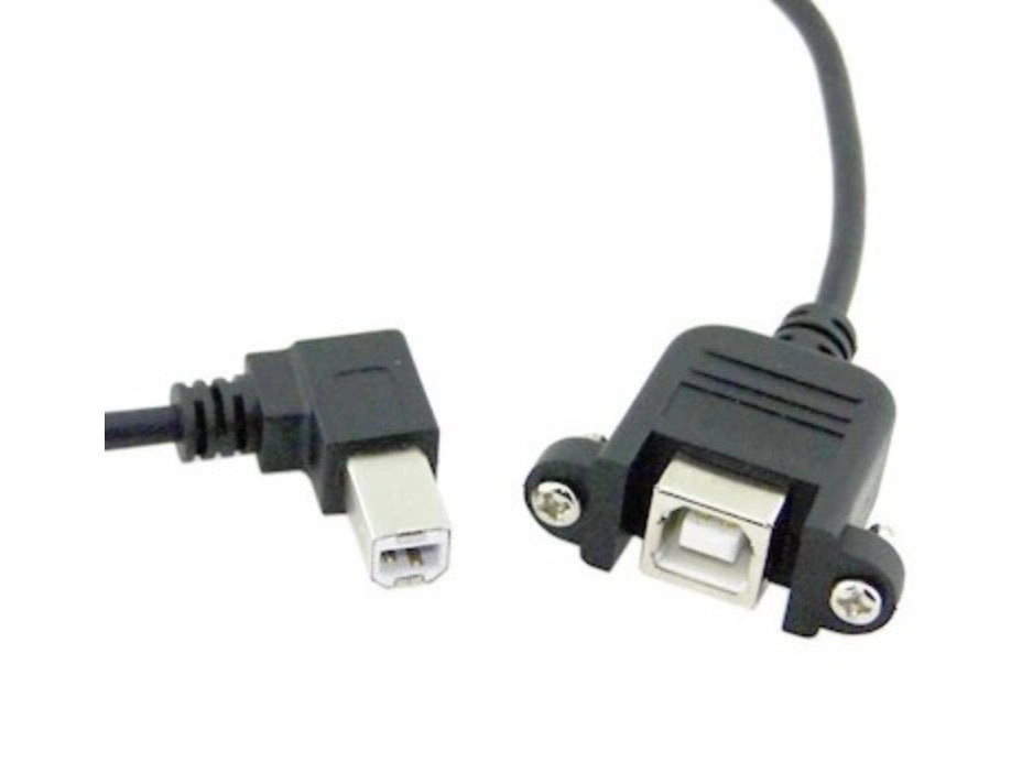 USB 2.0 Type B Angled Male to Female Panel Mount Printer Extension Cable 0.5m