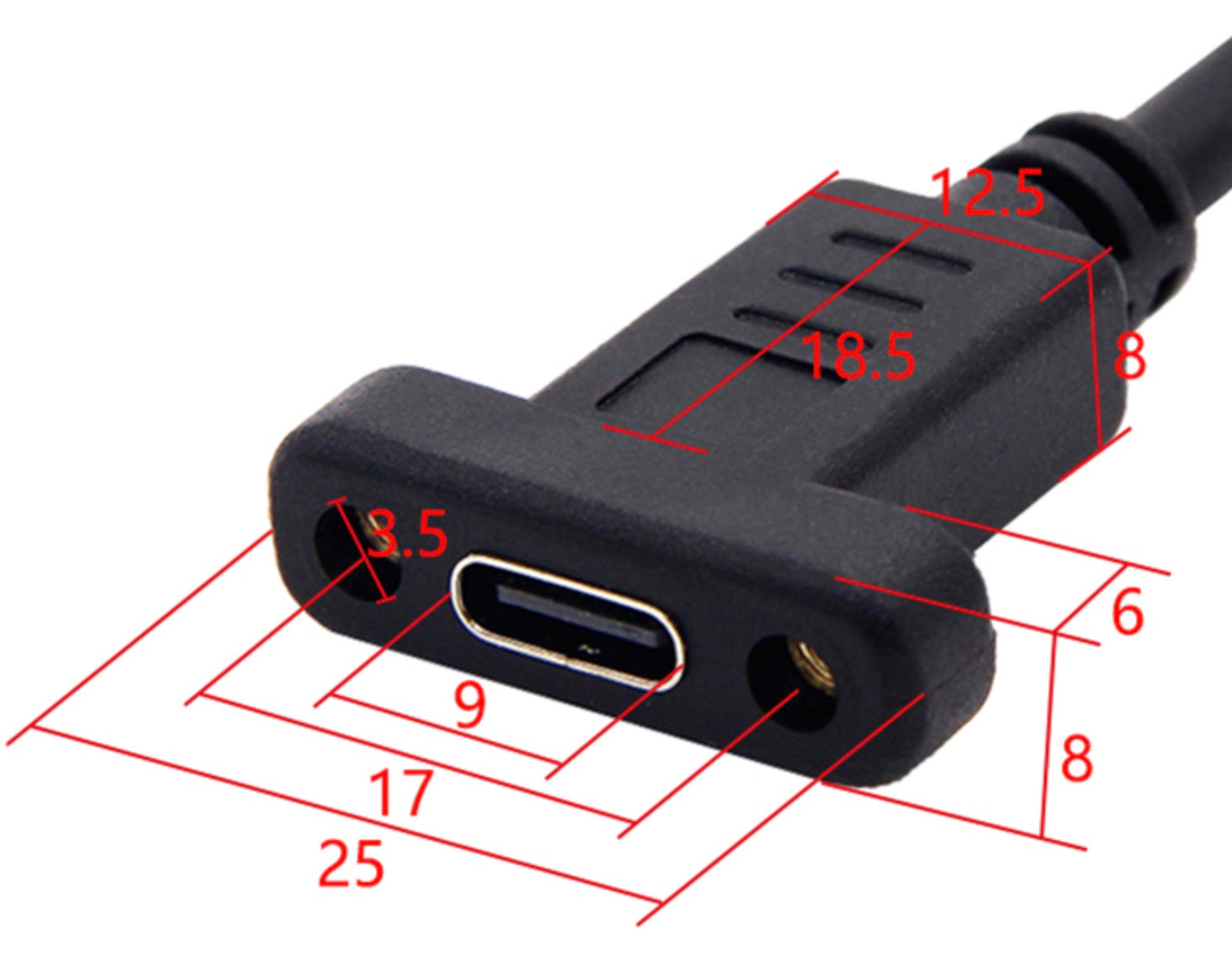 USB C Female to USB C Female Panel Mount Extension Cable USB 3.1 Gen2 3A