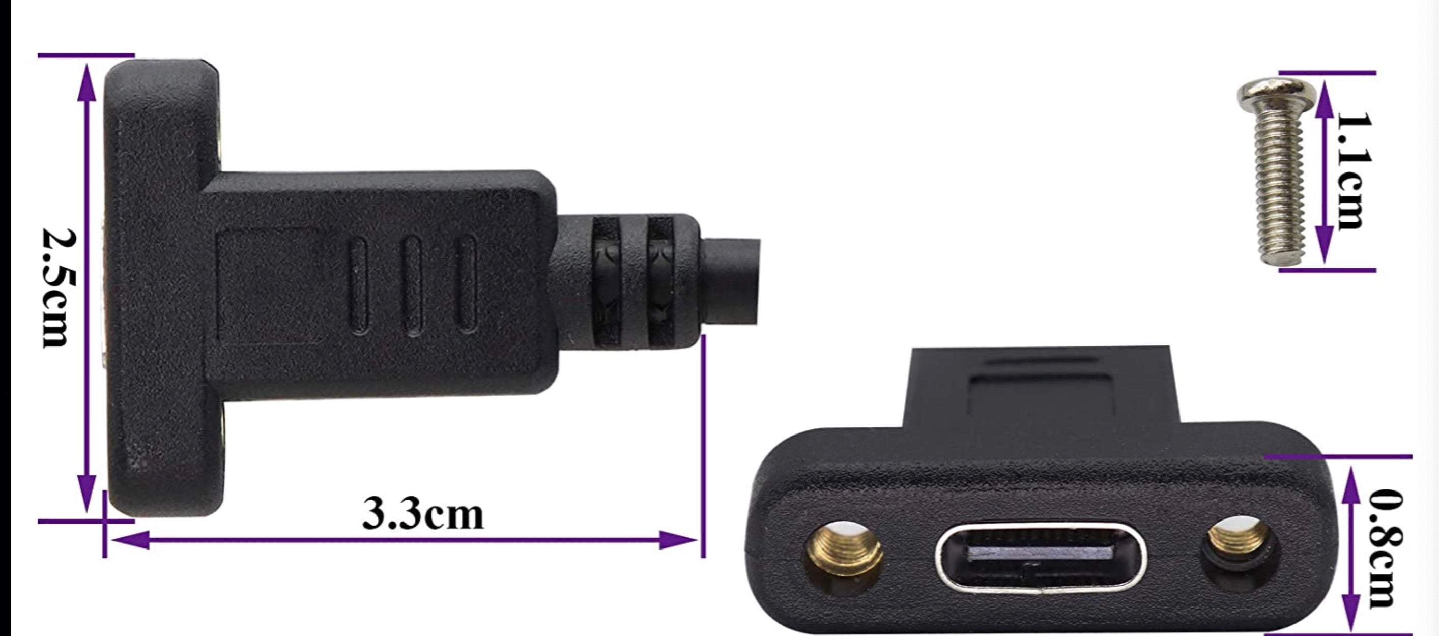 USB C Female to USB C Female Panel Mount Extension Cable USB 3.1 Gen2 3A