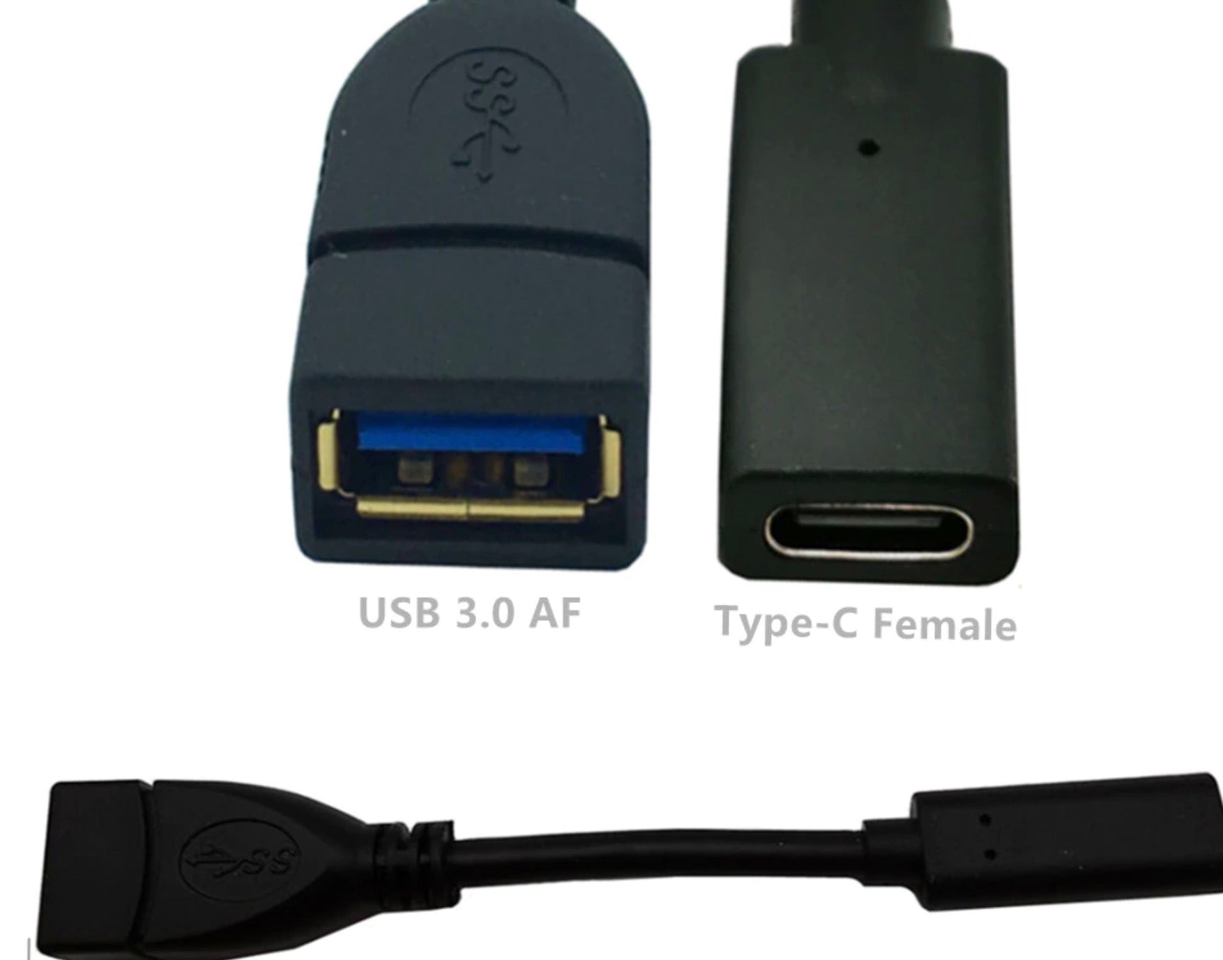 USB-C Female to USB-A 3.0 Female OTG Data Cable 5Gbps 10cm