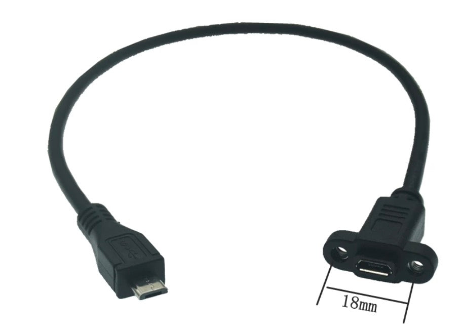 Micro-B USB 5 Pin Male to Female Panel Mount Extension Cable