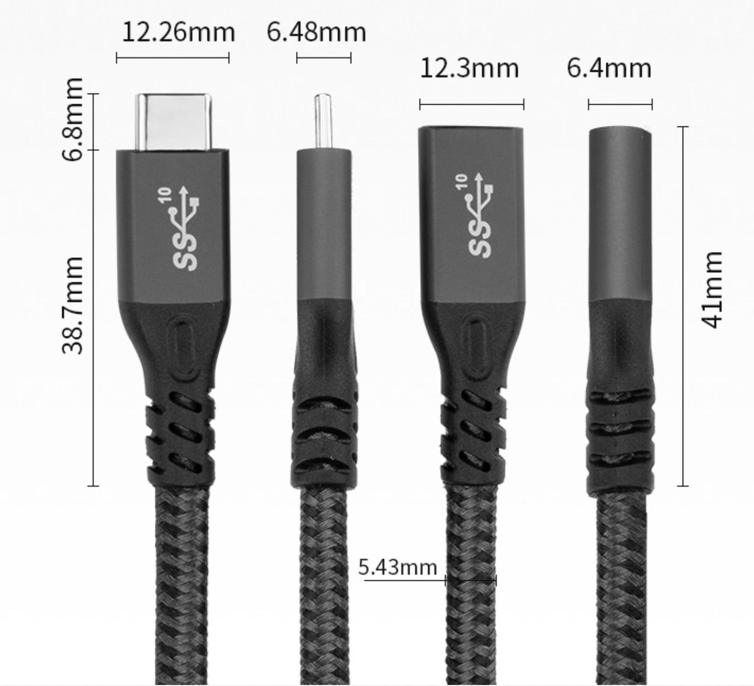 USB-C Male to Female PD Extension Cable Gen2 0.3m