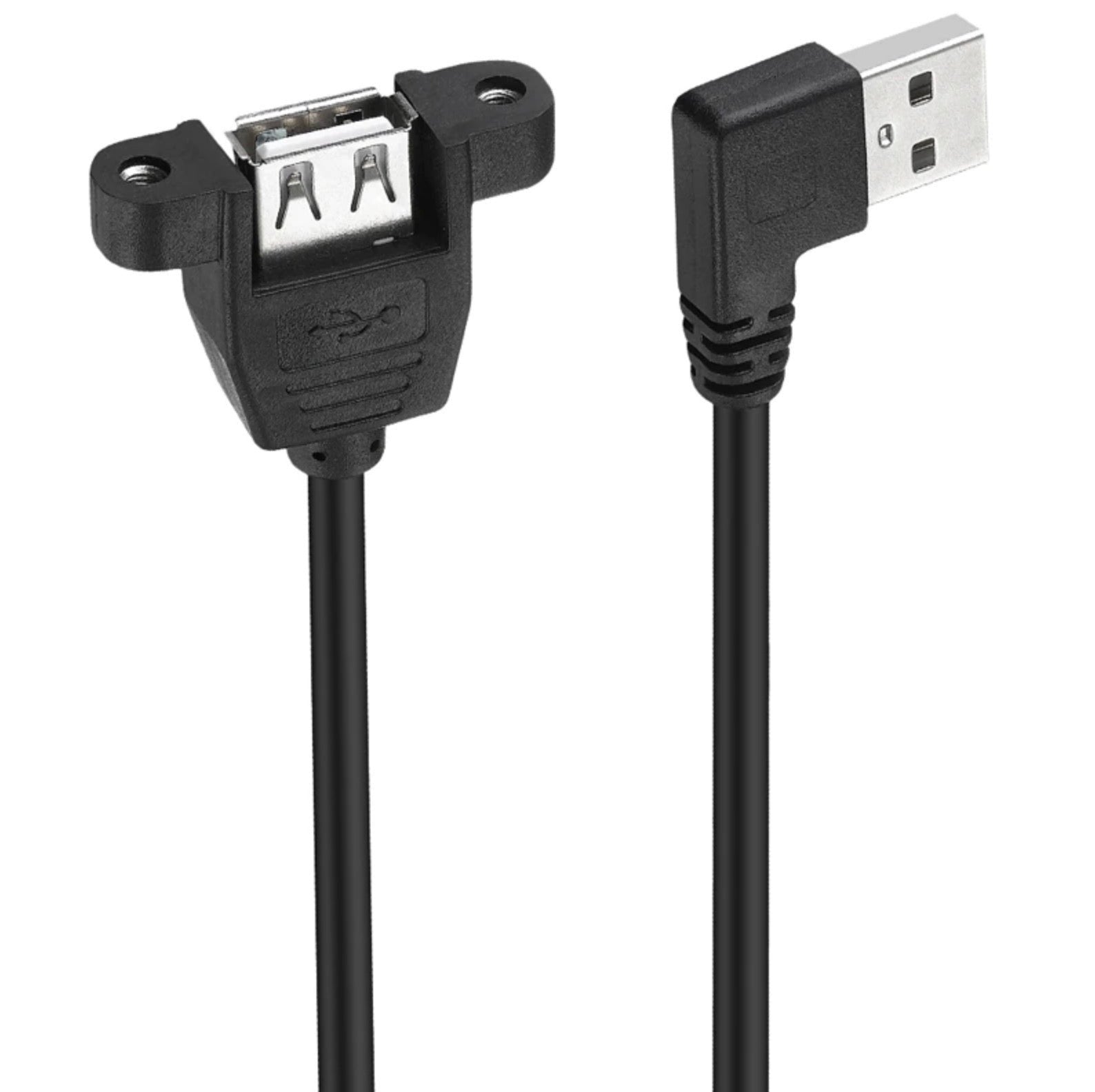 USB 2.0 Type A Male to Female Panel Mount Extension Cable 0.25m