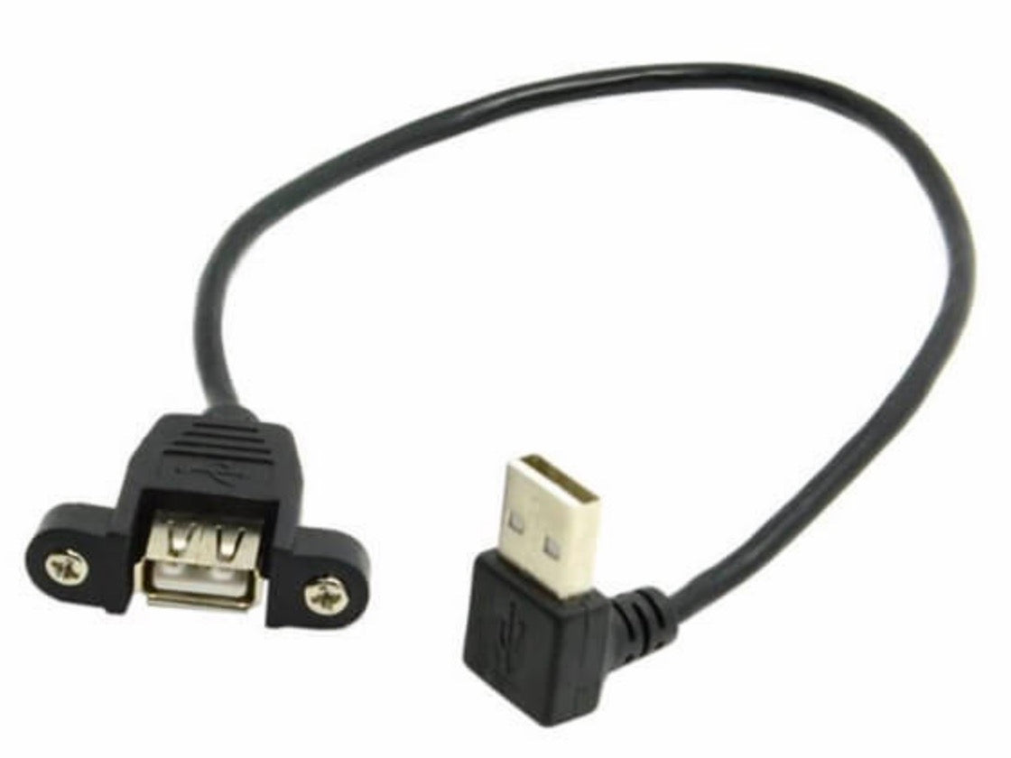 USB 2.0 Type A Male to Female Panel Mount Extension Cable 0.25m