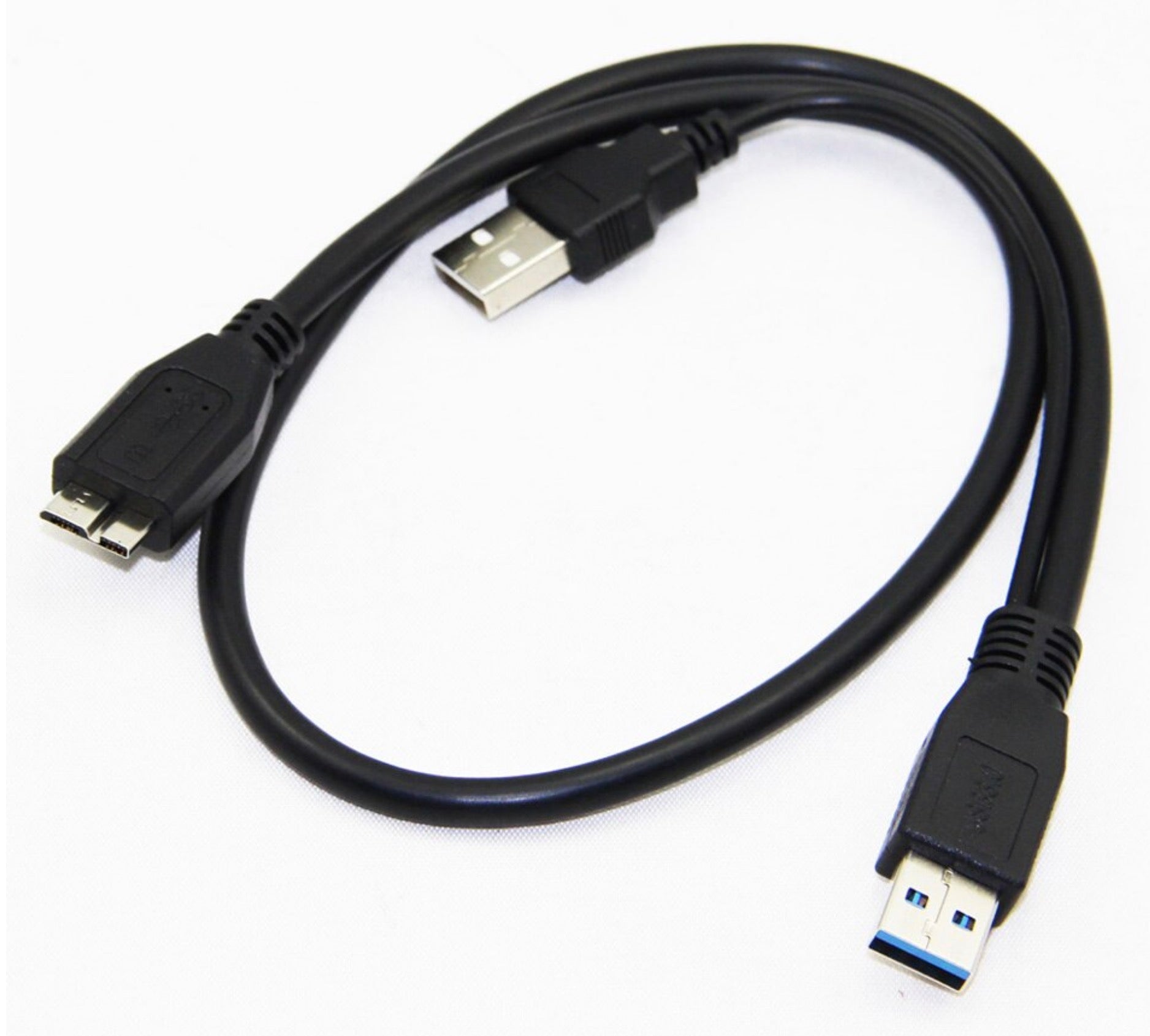 USB-A 3.0 Male to USB 3.0 Micro-B Male + USB 2.0 Power Supply Cable 0.6m