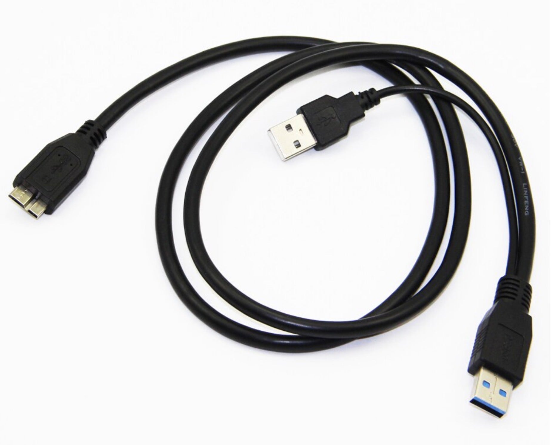 USB-A 3.0 Male to USB 3.0 Micro-B Male + USB 2.0 Power Supply Cable 0.6m