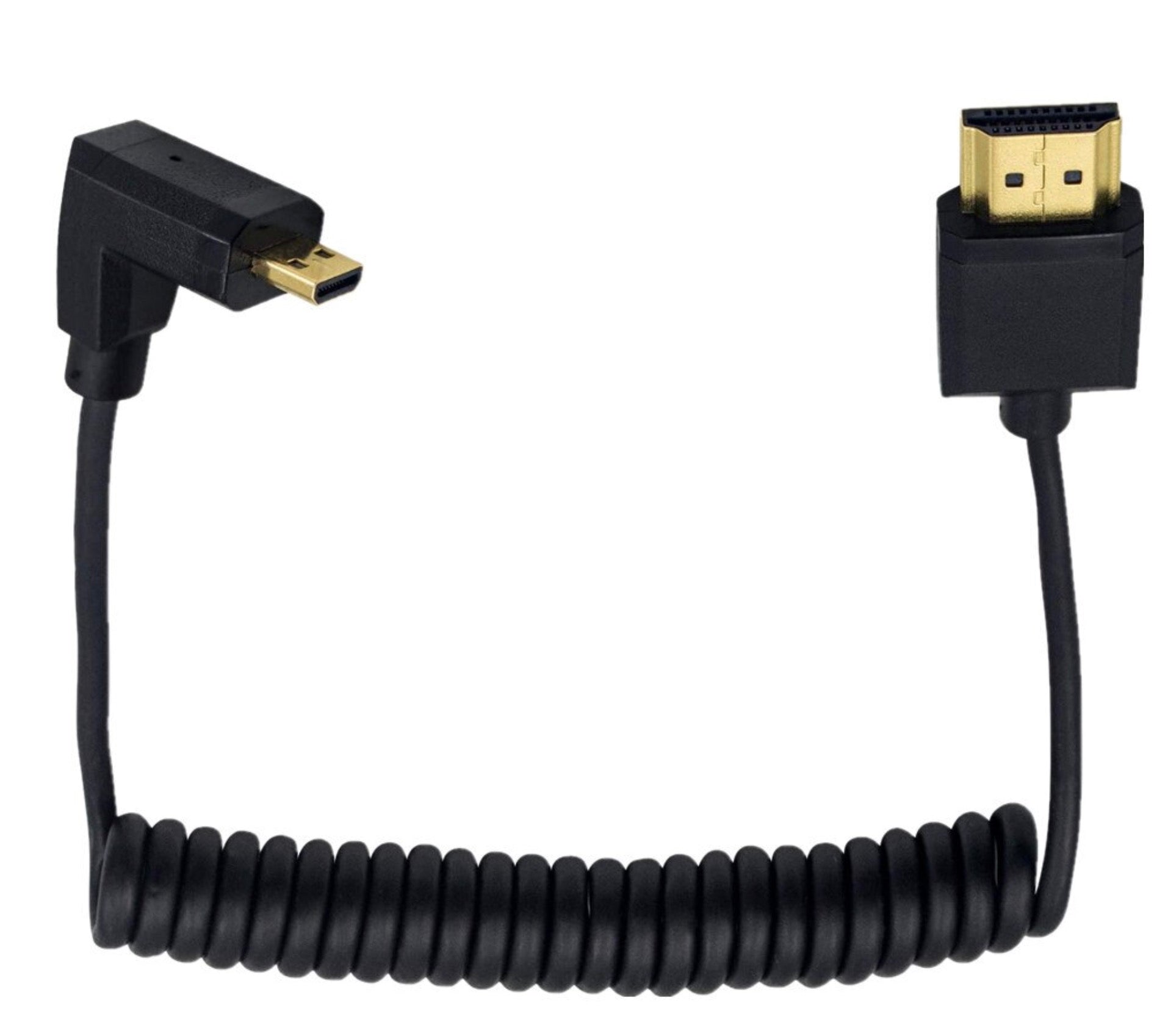 Ultra Slim Micro HDMI Male to Standard HDMI Male Coiled 4K Cable