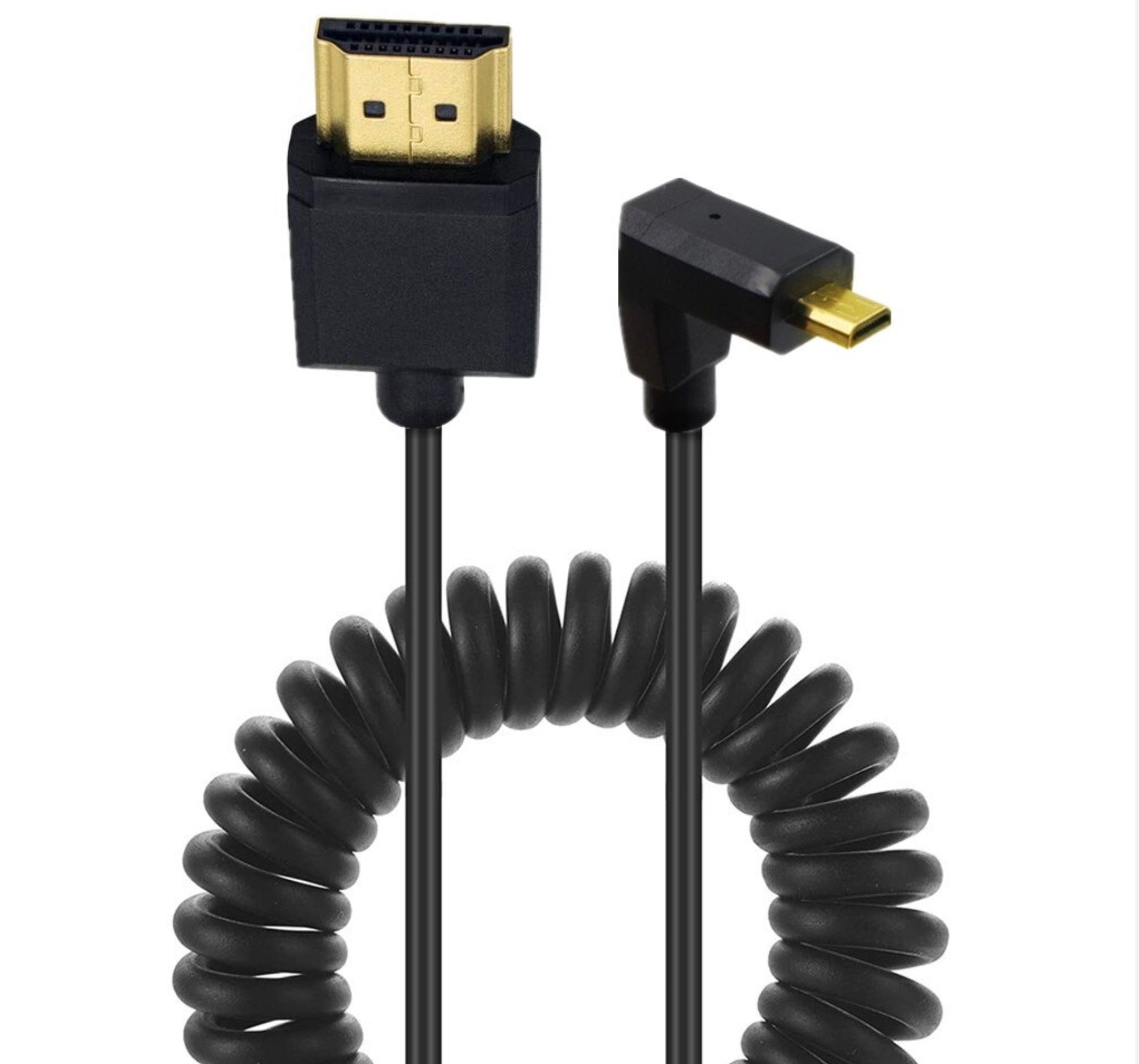 Ultra Slim Micro HDMI Male to Standard HDMI Male Coiled 4K Cable