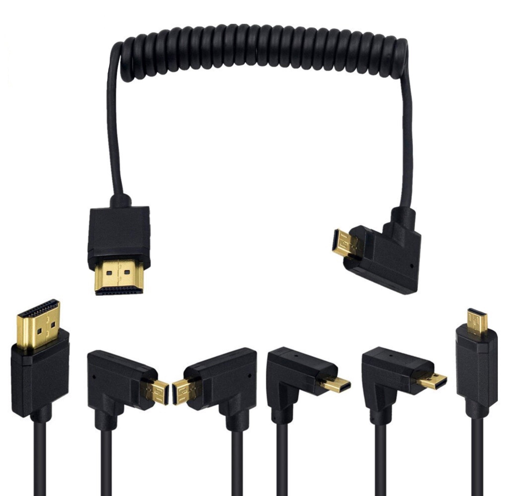 Ultra Slim Micro HDMI Male to Standard HDMI Male Coiled 4K Cable