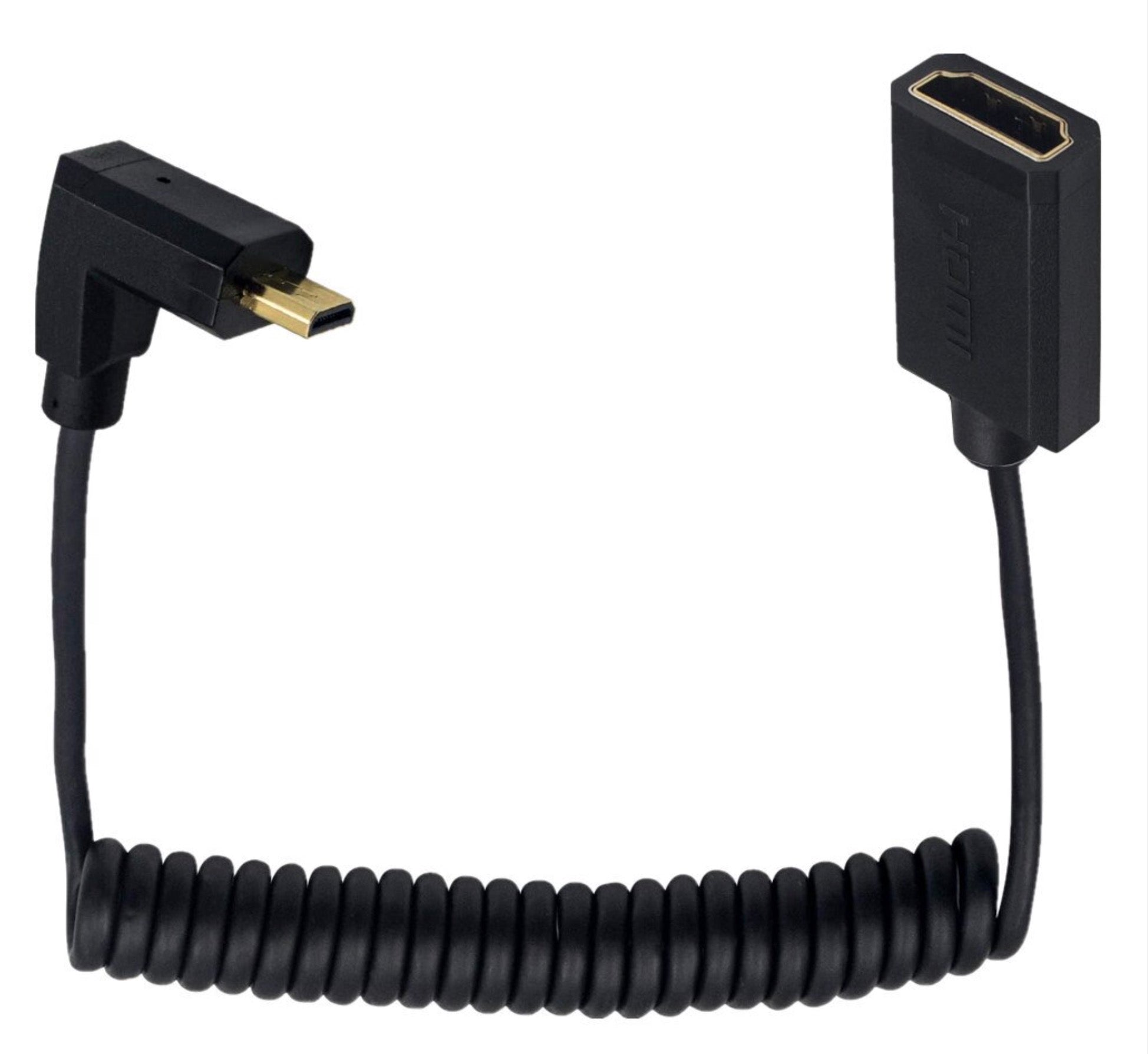 Ultra Slim Micro HDMI Male to Standard HDMI Female Coiled 4K Cable