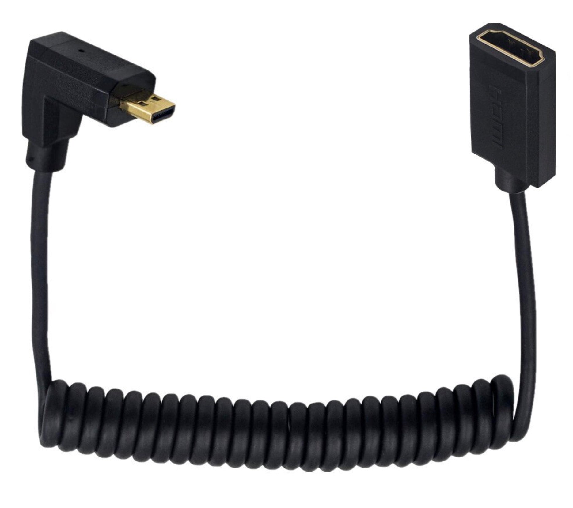 Ultra Slim Micro HDMI Male to Standard HDMI Female Coiled 4K Cable