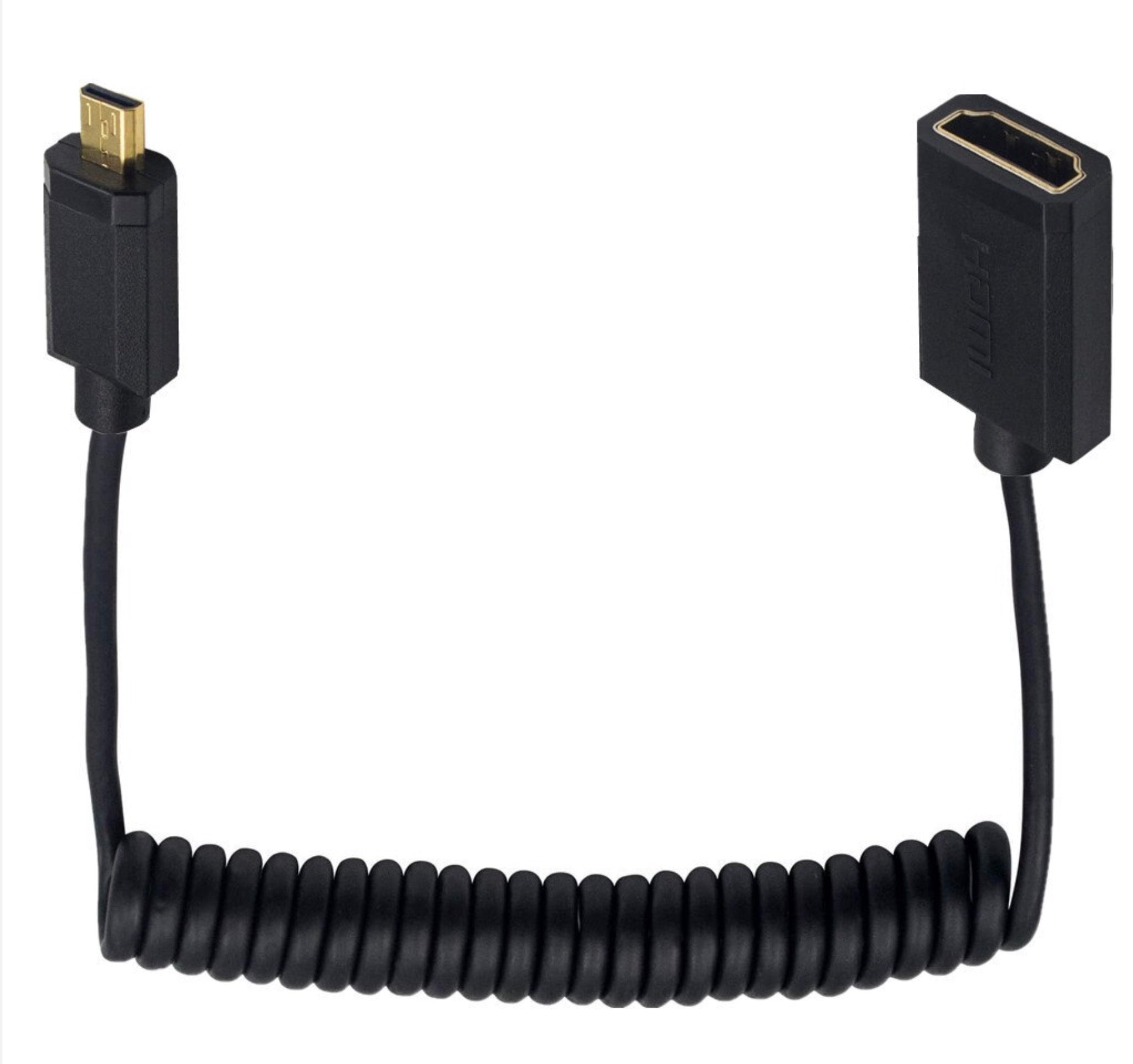 Ultra Slim Micro HDMI Male to Standard HDMI Female Coiled 4K Cable