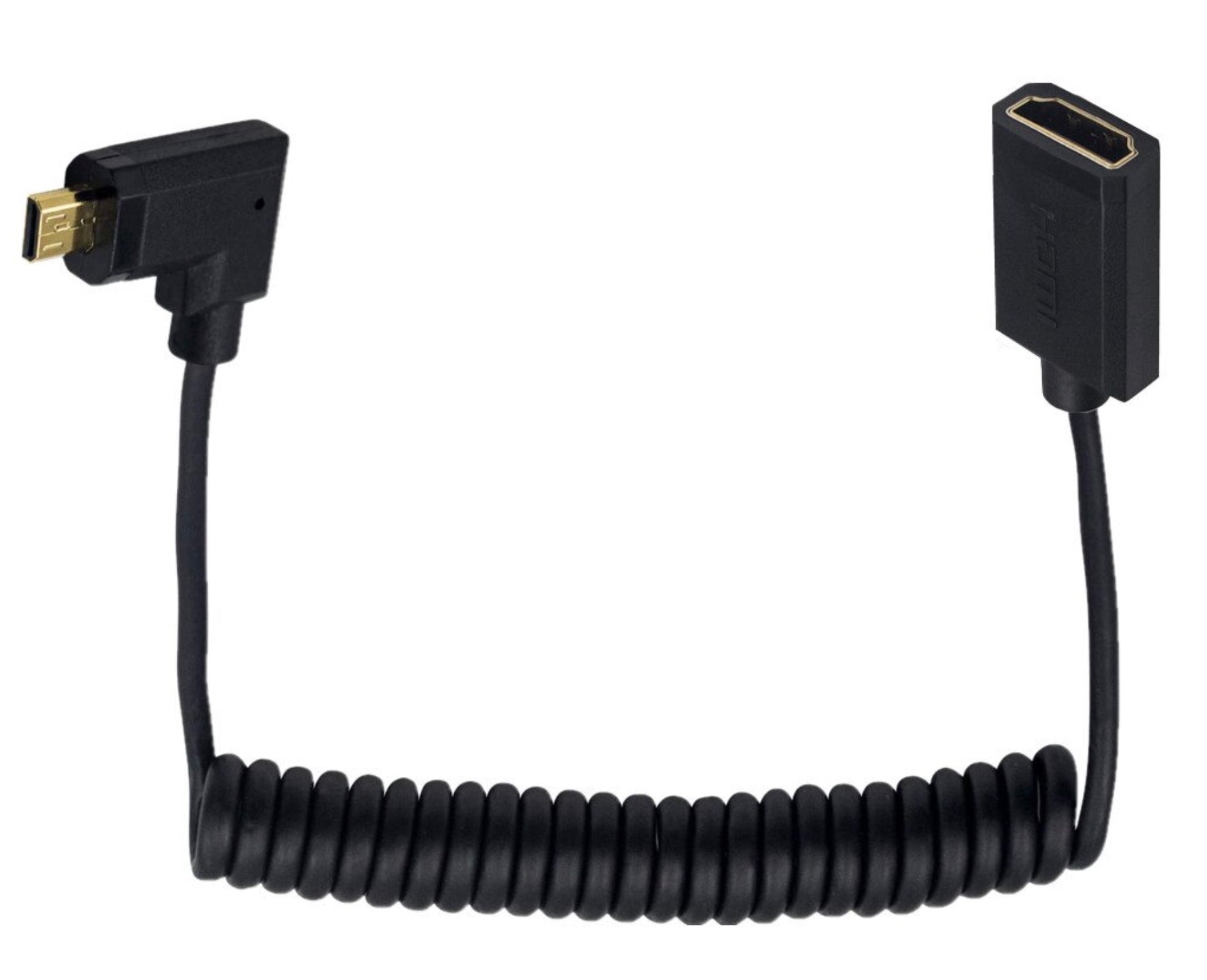 Ultra Slim Micro HDMI Male to Standard HDMI Female Coiled 4K Cable