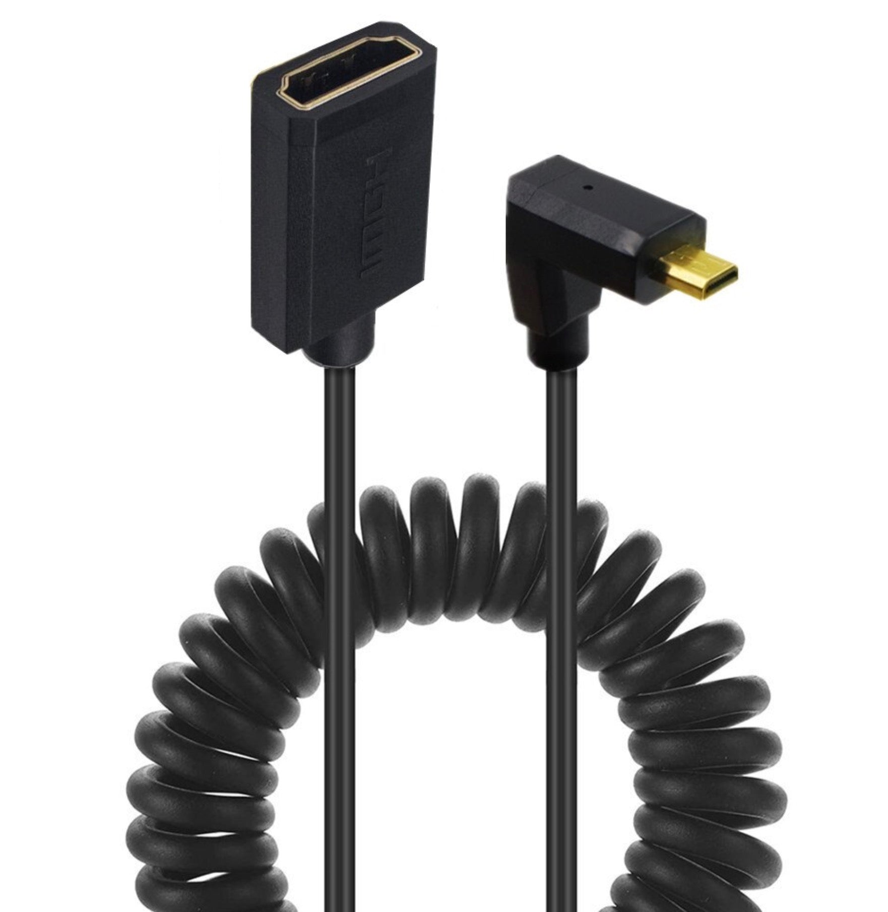 Ultra Slim Micro HDMI Male to Standard HDMI Female Coiled 4K Cable