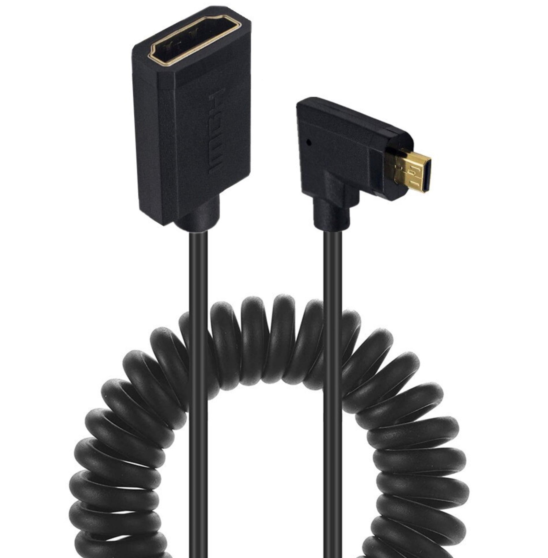 Ultra Slim Micro HDMI Male to Standard HDMI Female Coiled 4K Cable