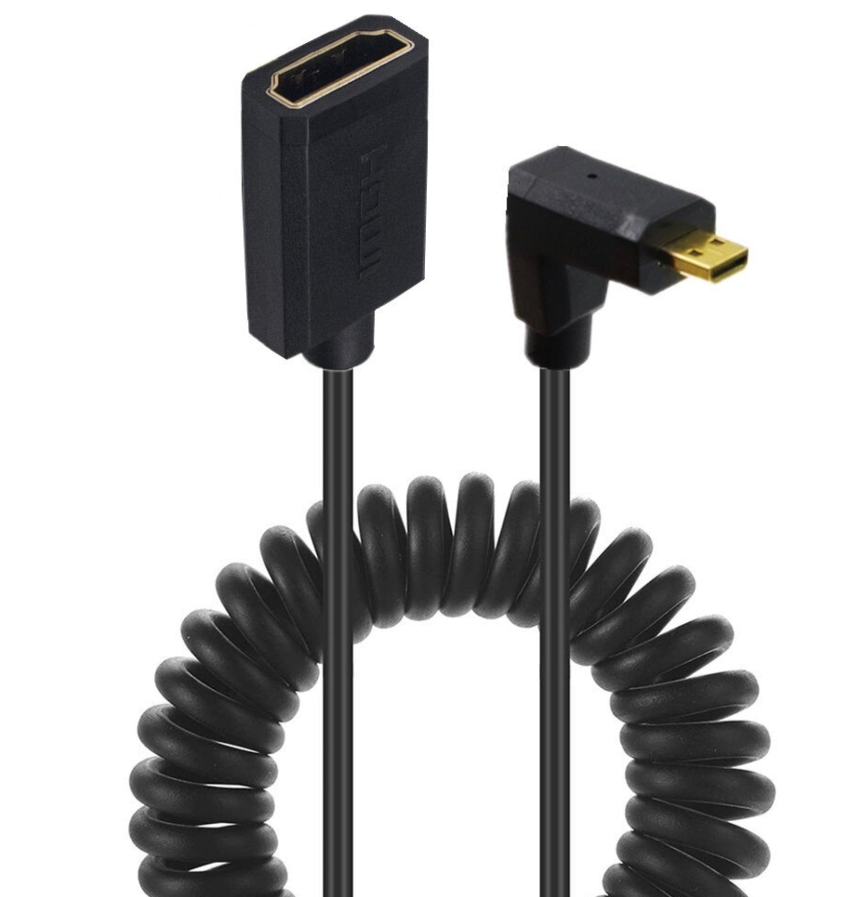 Ultra Slim Micro HDMI Male to Standard HDMI Female Coiled 4K Cable