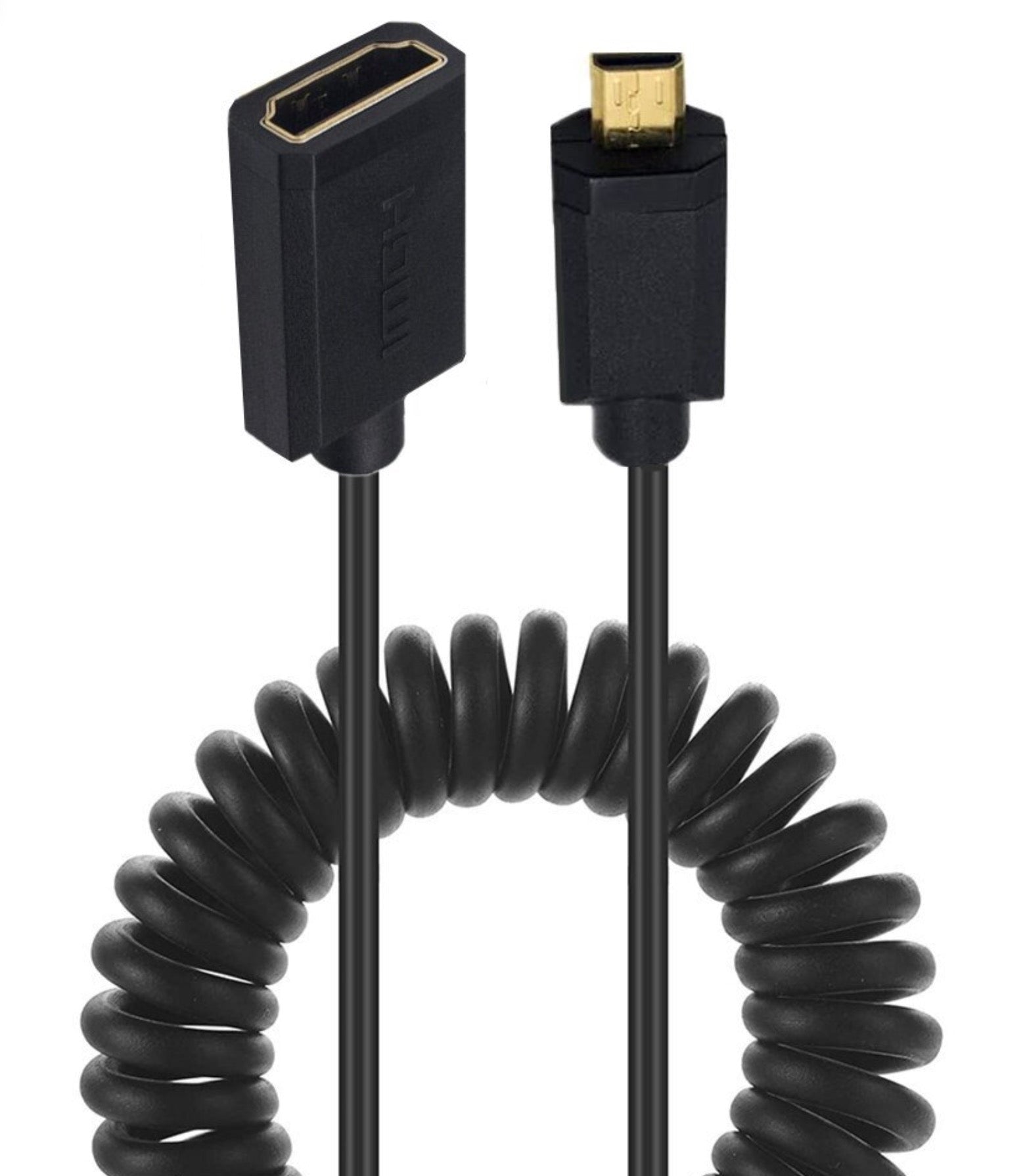 Ultra Slim Micro HDMI Male to Standard HDMI Female Coiled 4K Cable