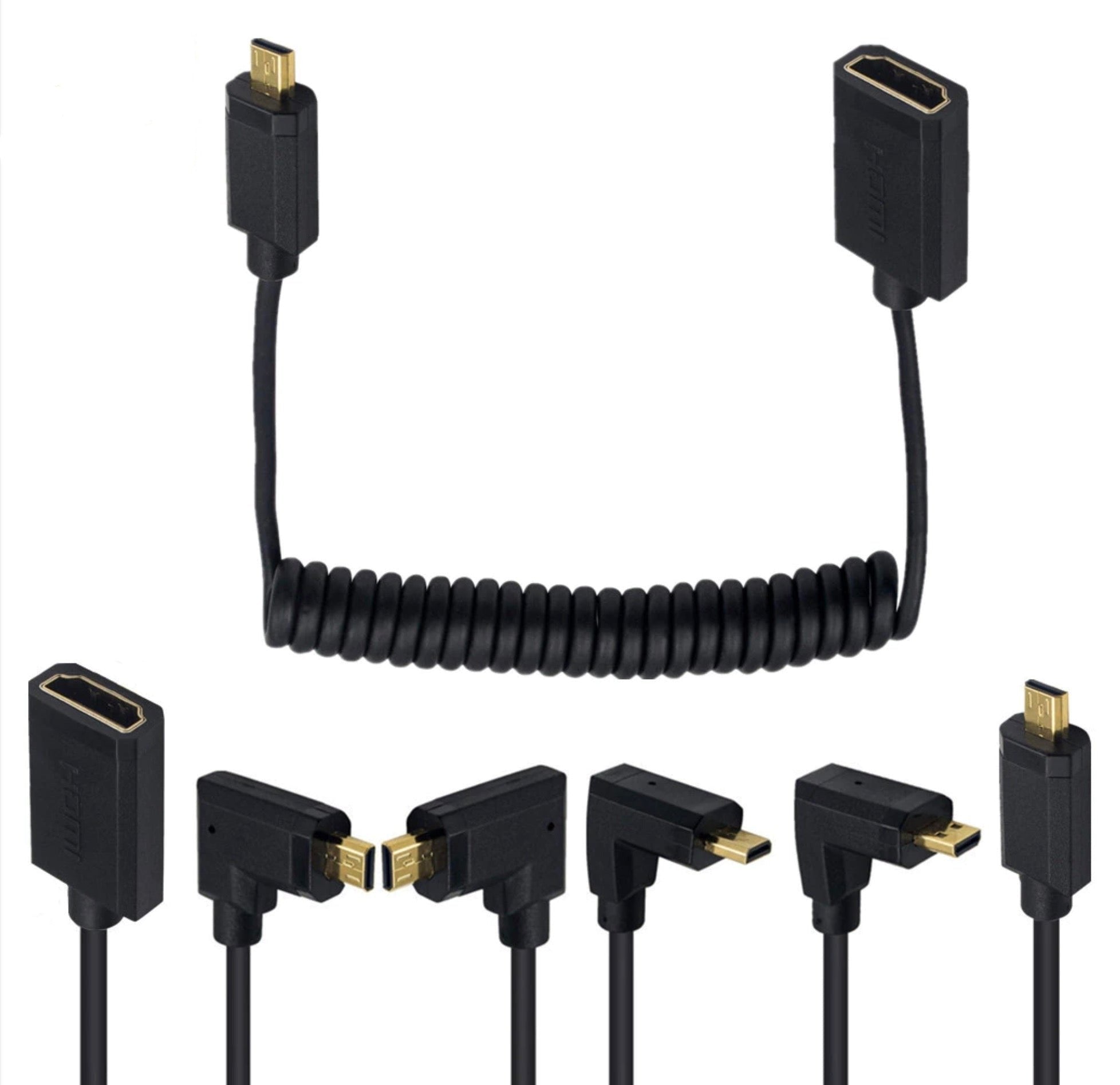 Ultra Slim Micro HDMI Male to Standard HDMI Female Coiled 4K Cable