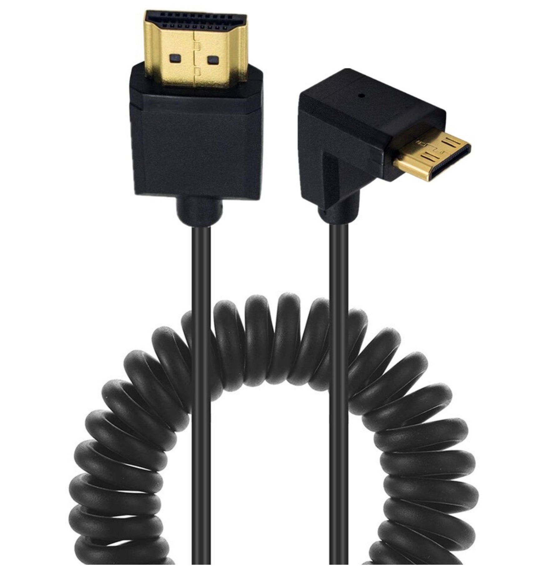 Ultra Slim Mini HDMI Male to Standard HDMI Male Coiled 4K Cable