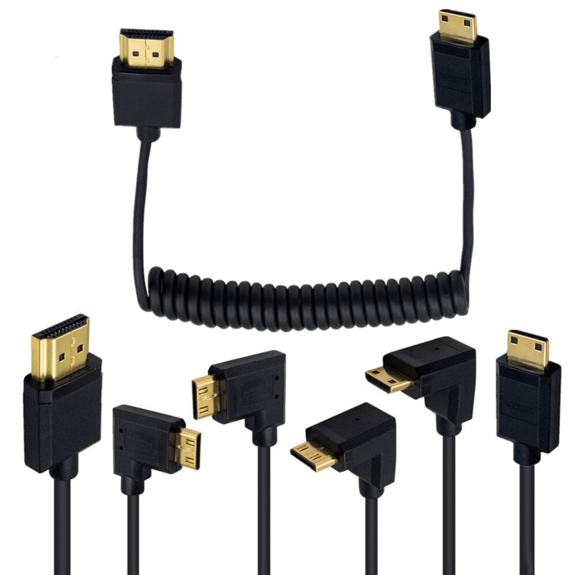 Ultra Slim Mini HDMI Male to Standard HDMI Male Coiled 4K Cable