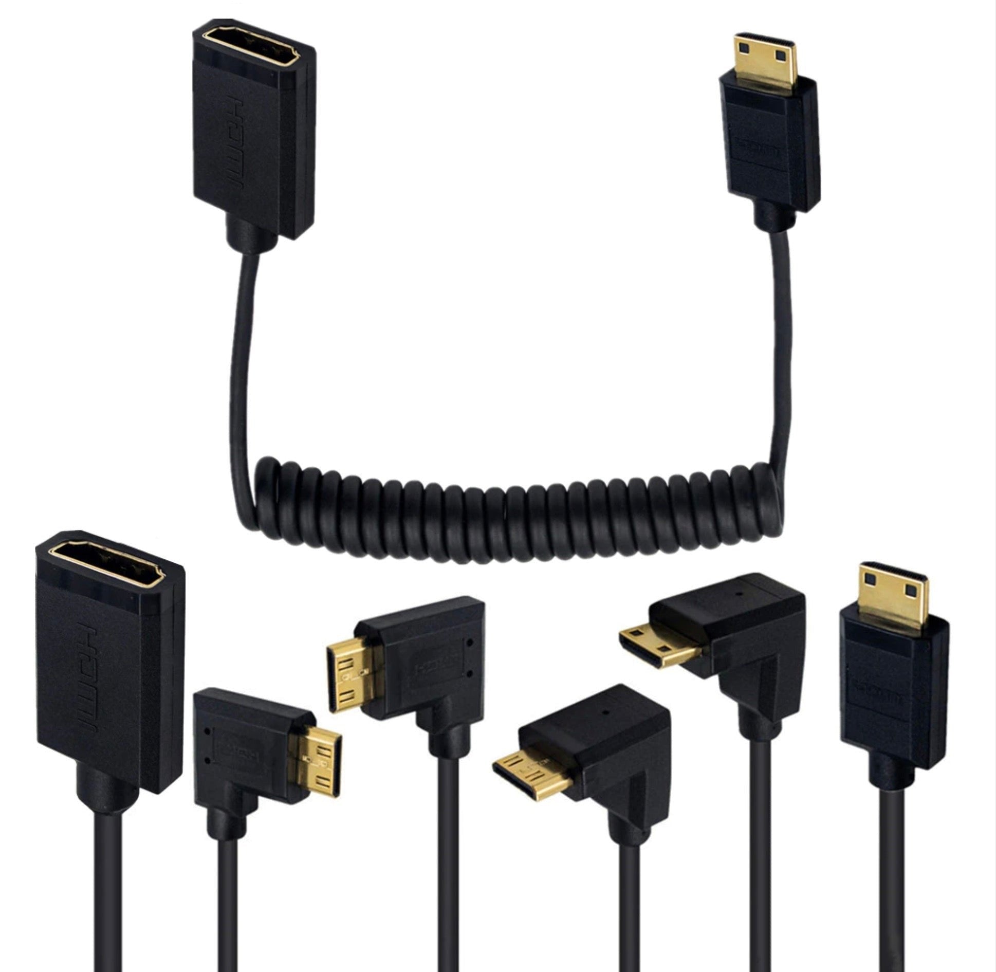 Ultra Slim Mini HDMI to HDMI Female Coiled Cable 4K 60Hz