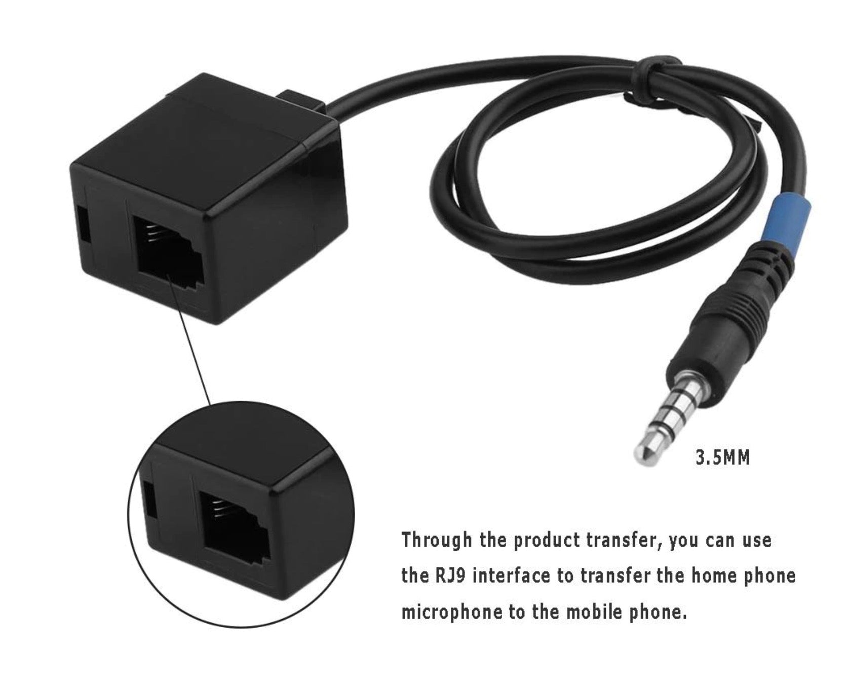 RJ9 4P4C Female to 3.5mm Male Cell Phone Adapter Cable for Cisco Avaya