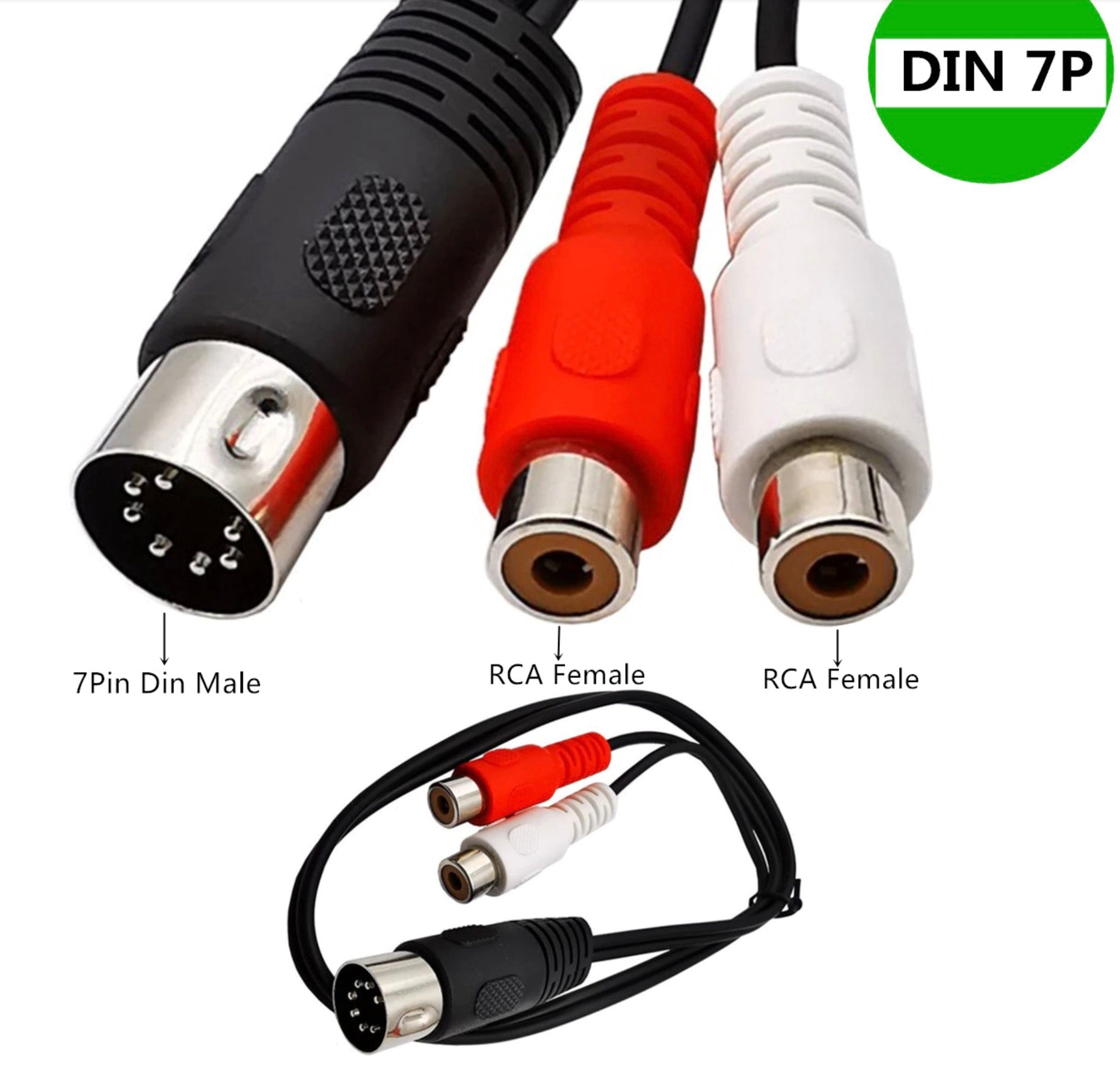 7Pin Din Male to 2 RCA Female Audio Cable for Bang & Olufsen, Naim, Quad.Stereo Systems