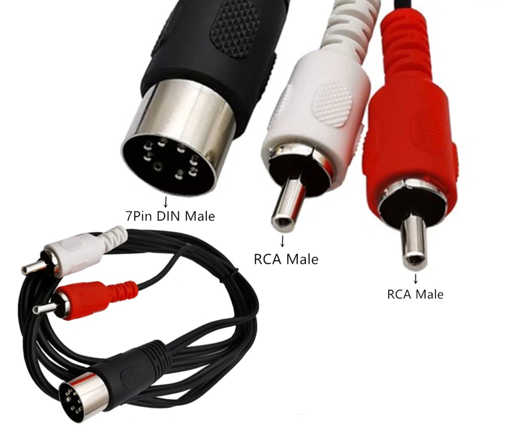 7 Pin DIN Male to 2-RCA Male Audio Connector Lead for Bang Olufsen