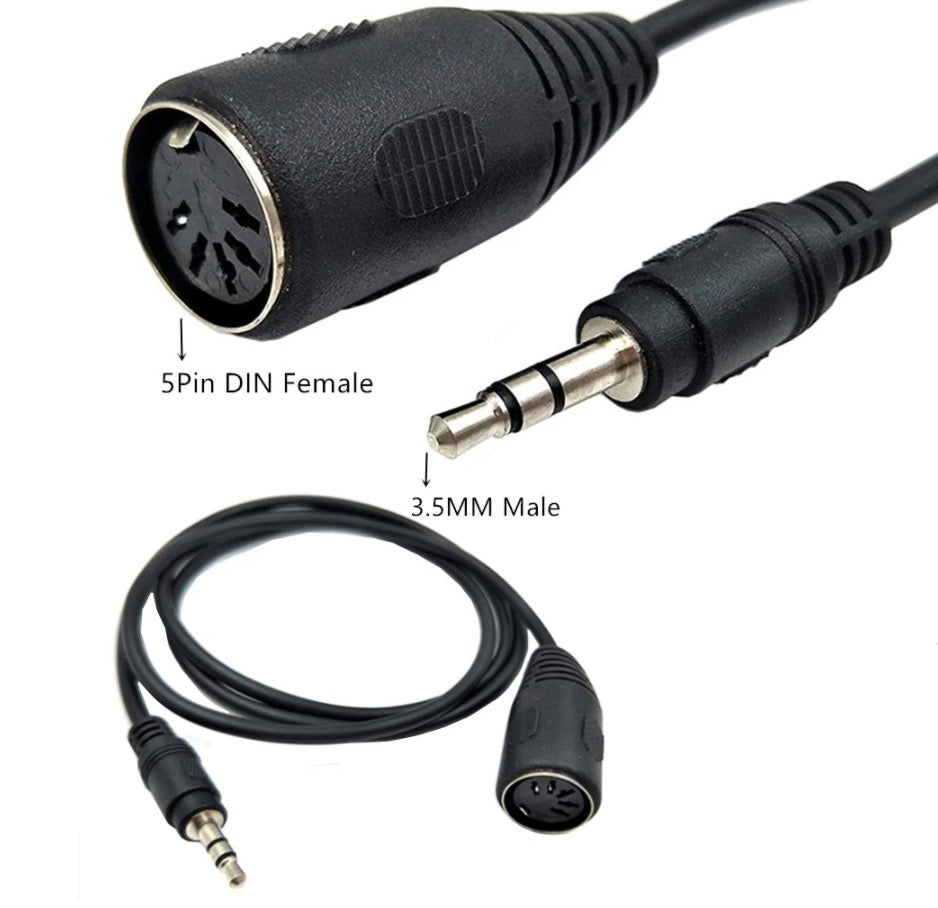 5-Pin Din Female to 3.5 mm TRS Stereo Male Cable