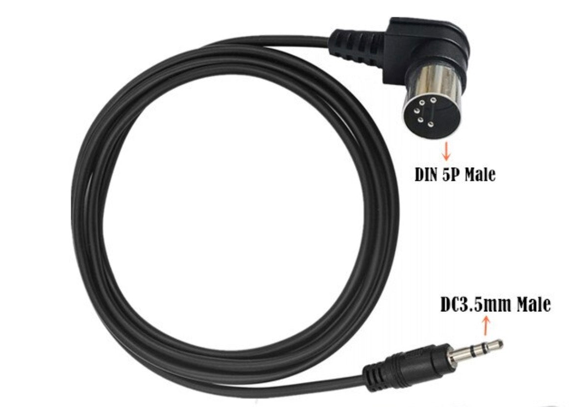Angled 5-Pin Din Male to 3.5mm 1/8 inch TRS Male Jack Stereo Plug Converter Cable Audio Cable