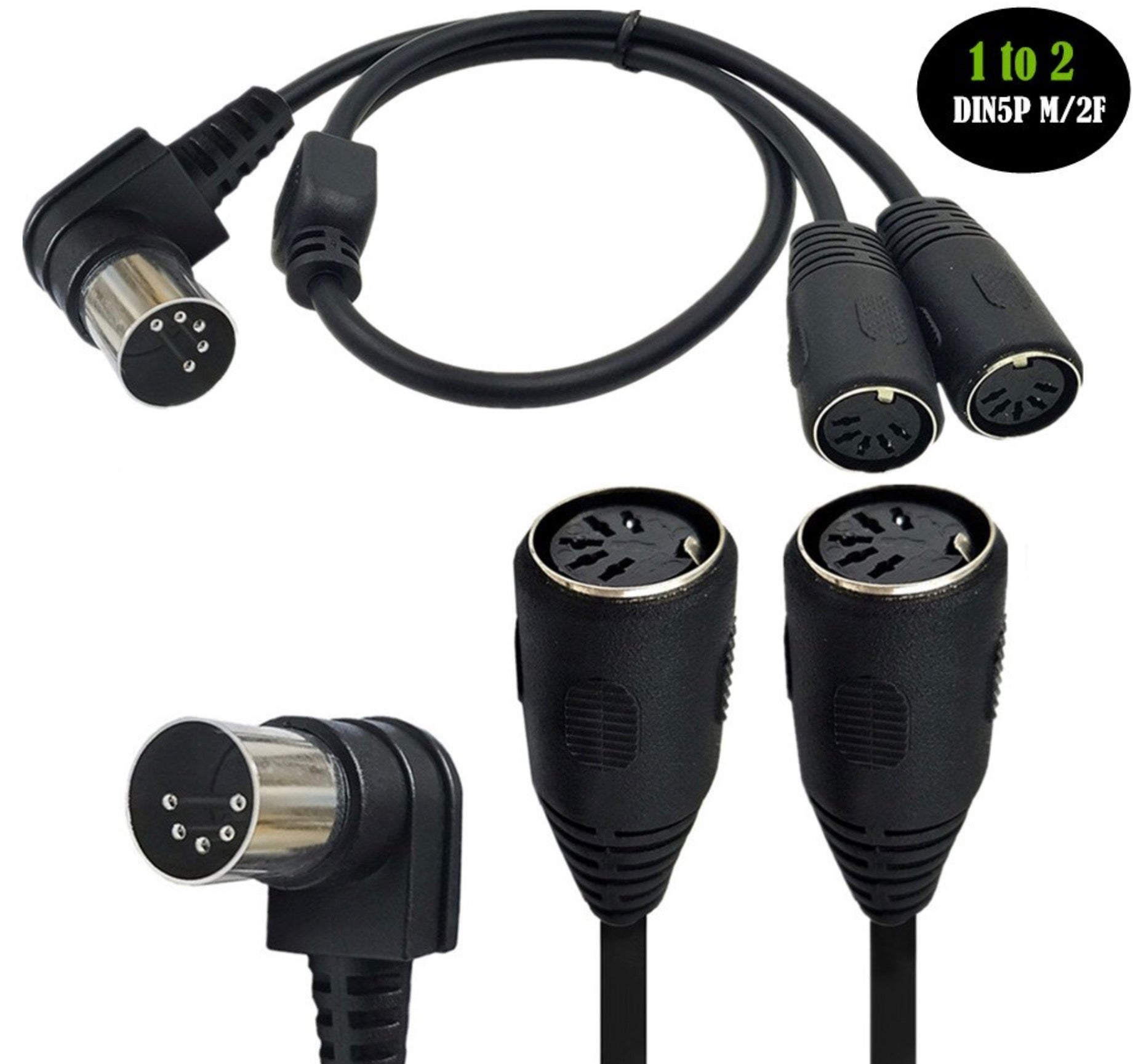 5-pin Din Male to Dual Female Y Extension MIDI Cable 0.5m