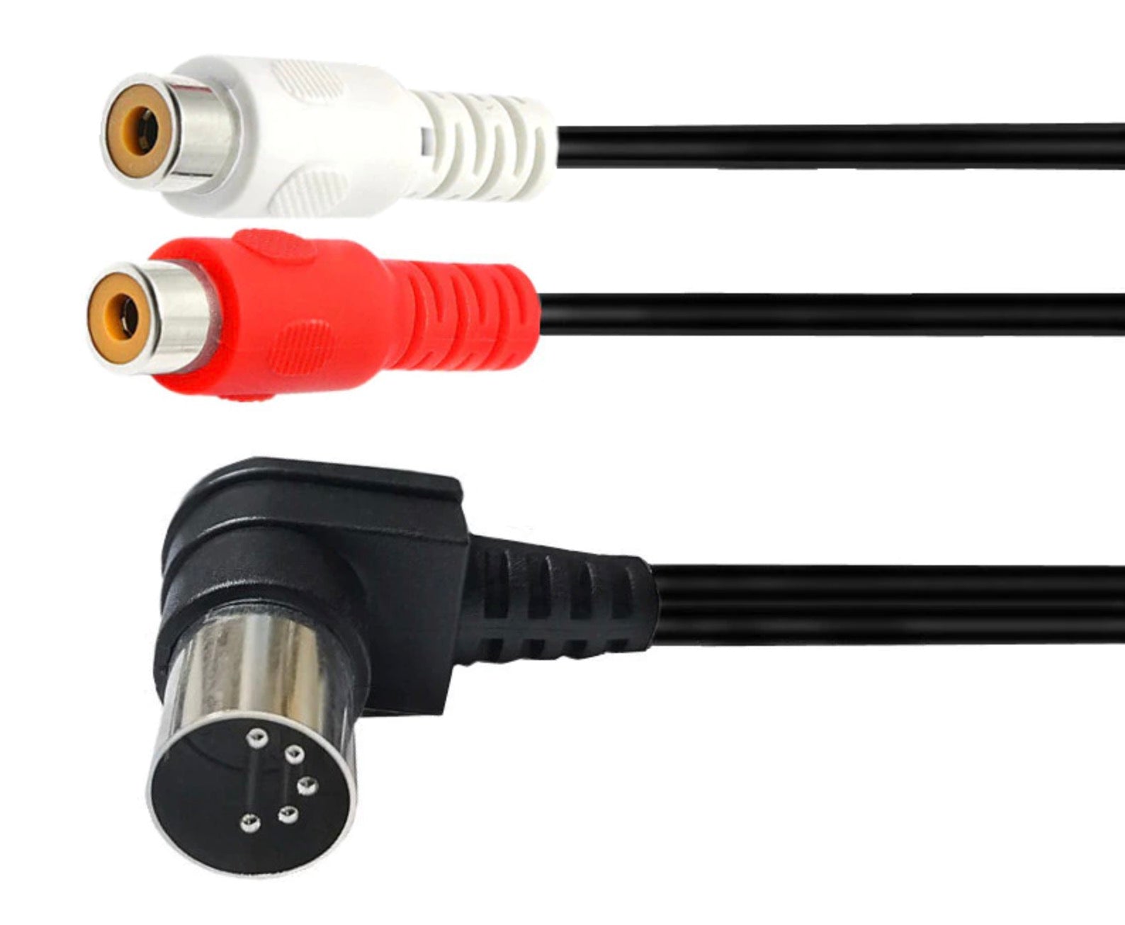 Angled 5-pin Din Male to Dual RCA Female Audio Cable for Bang & Olufsen, Naim, Stereo Systems