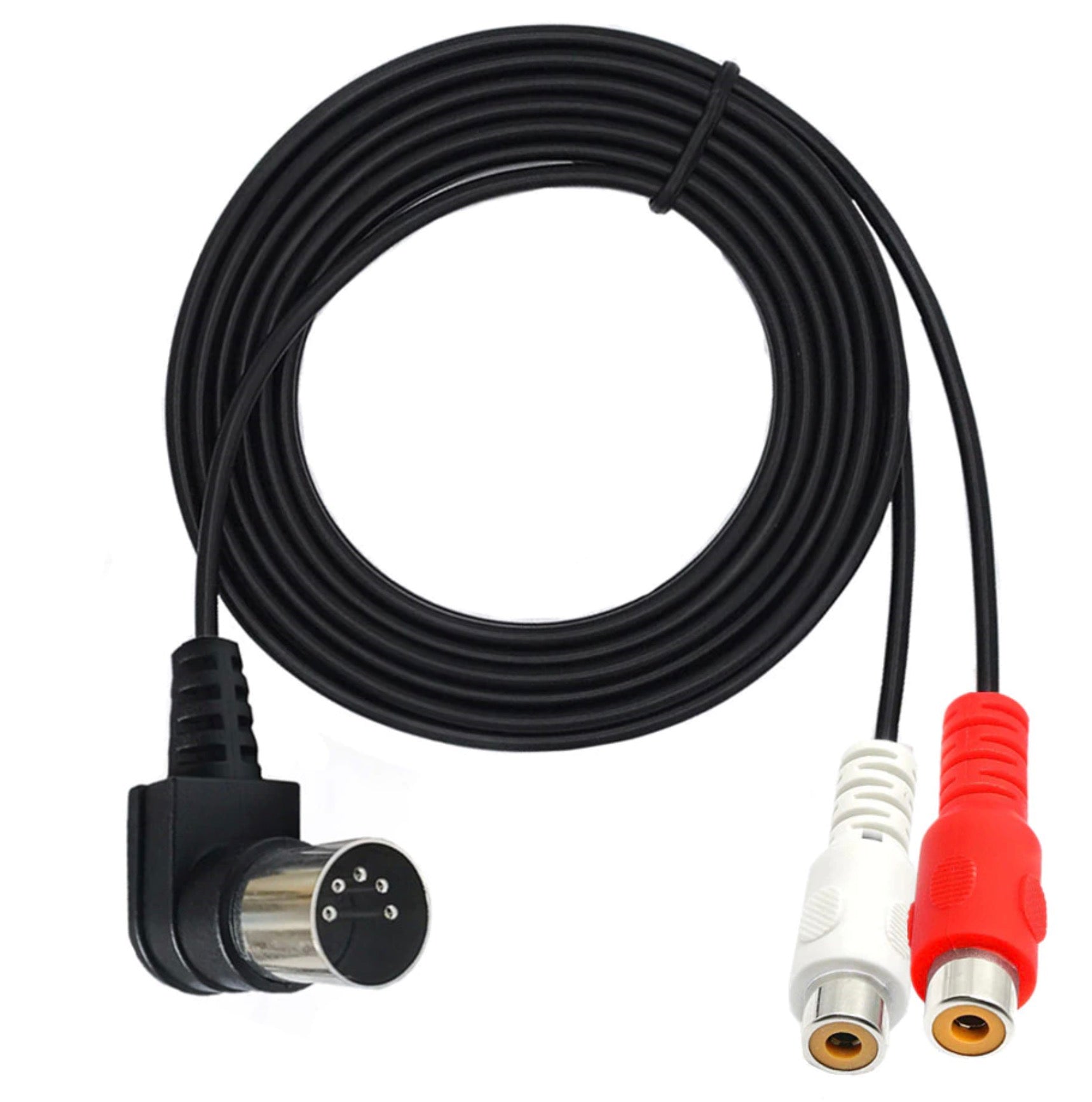 Angled 5-pin Din Male to Dual RCA Female Audio Cable for Bang & Olufsen, Naim, Stereo Systems