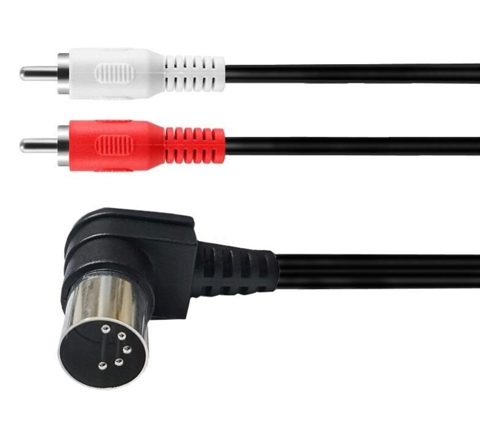 90 Angle Midi 5-Pin Din Male to 2 RCA Phono Male Plugs Audio Lead Cord for Bang & Olufsen, Naim, Quad, Stereo Systems