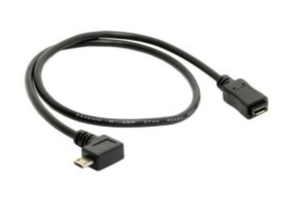 USB Micro 5-Pin Angled Male to Female Extension Cable 0.5m