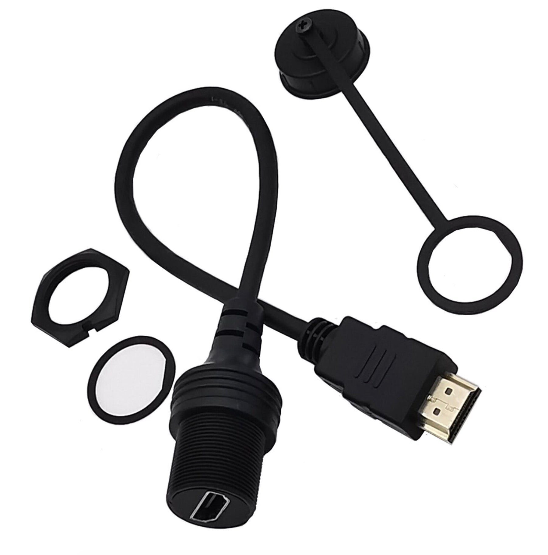 HDMI 2.0 4K x 2K 60Hz Male to Female Car Dash Flush Mount Extension Cable 0.3m