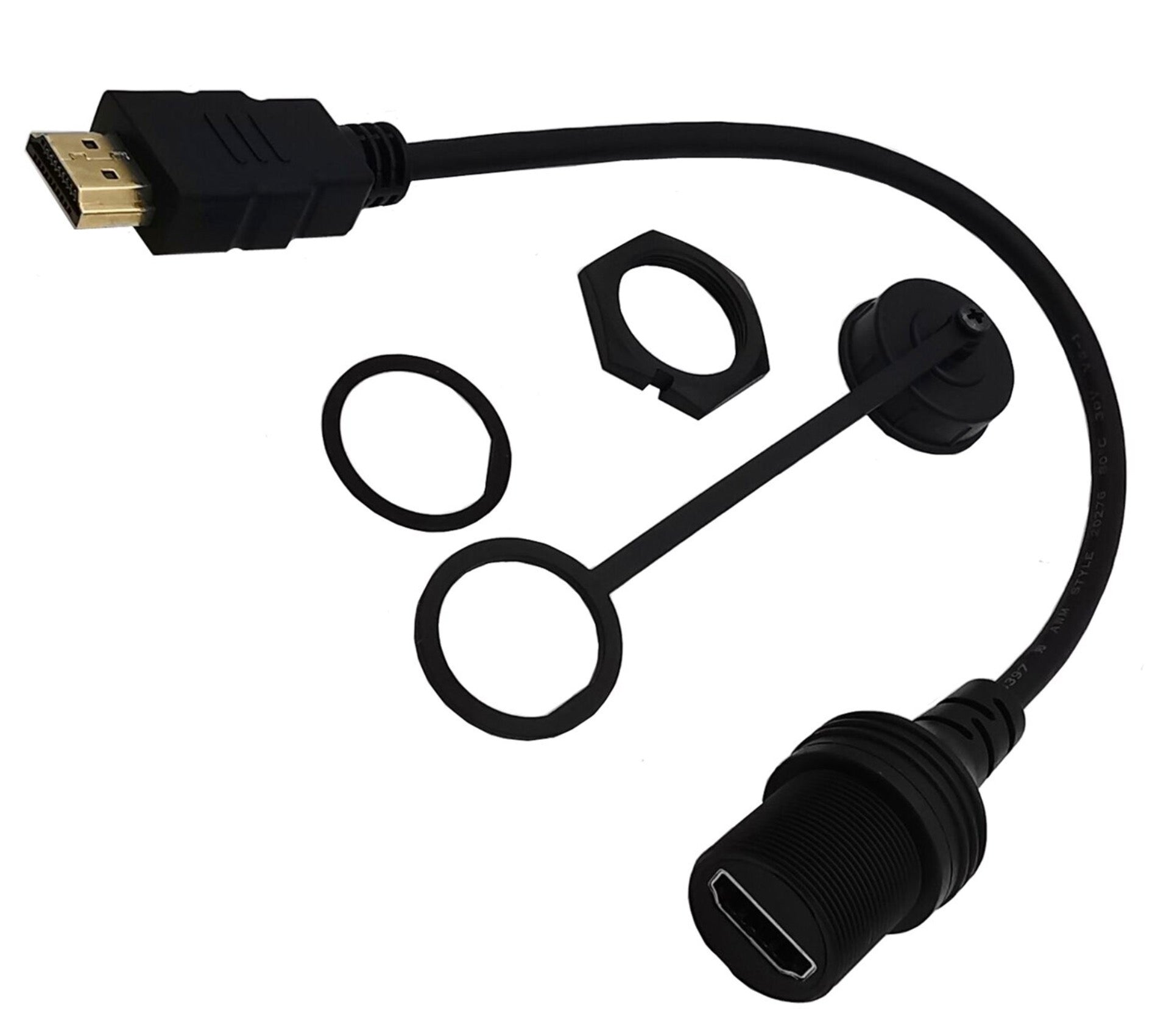 HDMI 2.0 4K x 2K 60Hz Male to Female Car Dash Flush Mount Extension Cable 0.3m