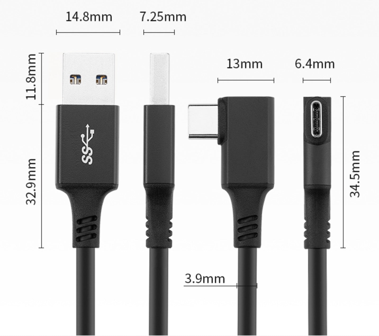 USB-A 3.0 to USB-C High Speed Data Charging Cable for Oculus Quest (6m)
