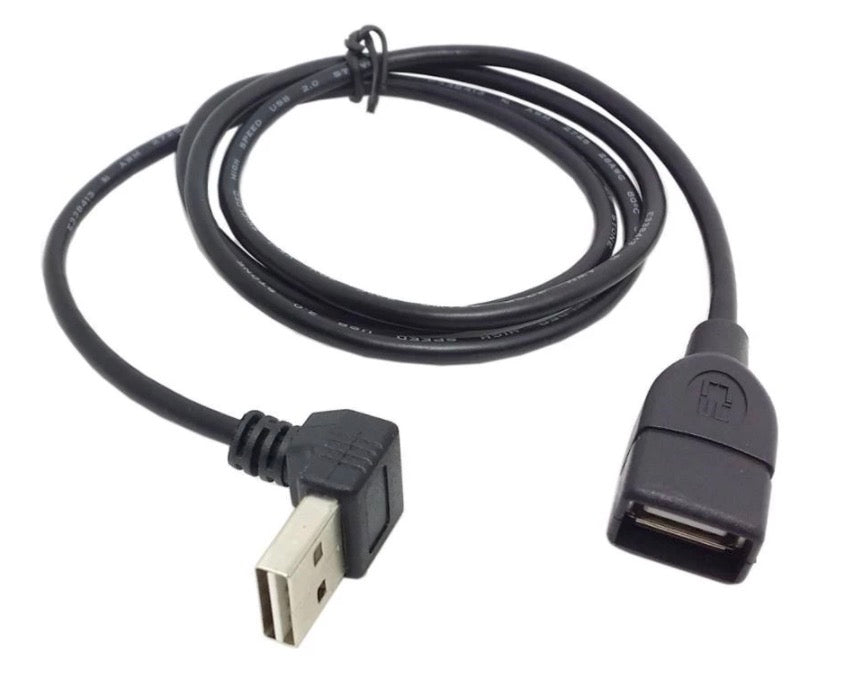 USB 2.0 A Male to Female Extension Cable (Reversible Design Up & Down Angled) 1m