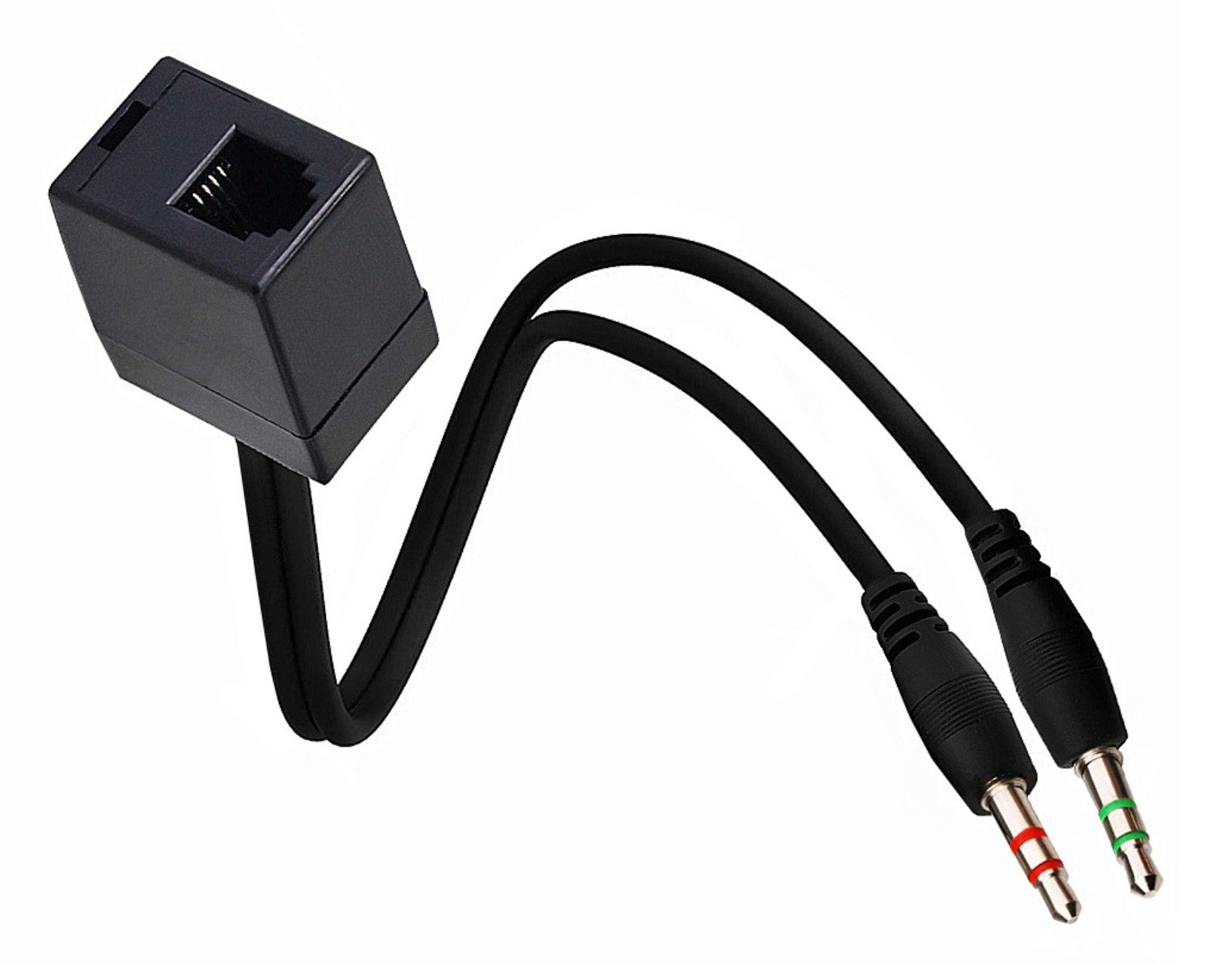 4P4C RJ11 Female to Double 3.5mm Male Y Splitter Cable for VoIP Headsets