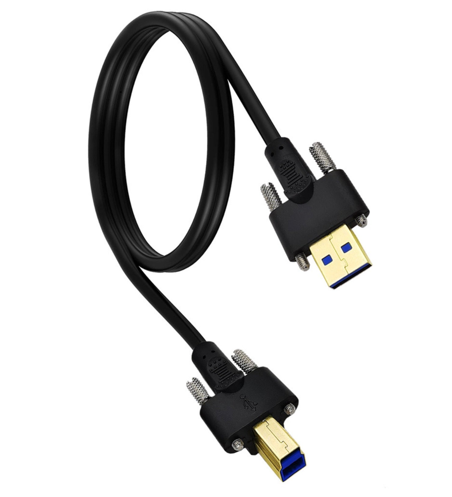 USB 3.0 A Male to B Male Cable with Dual M3 Screw Lock Mechanism