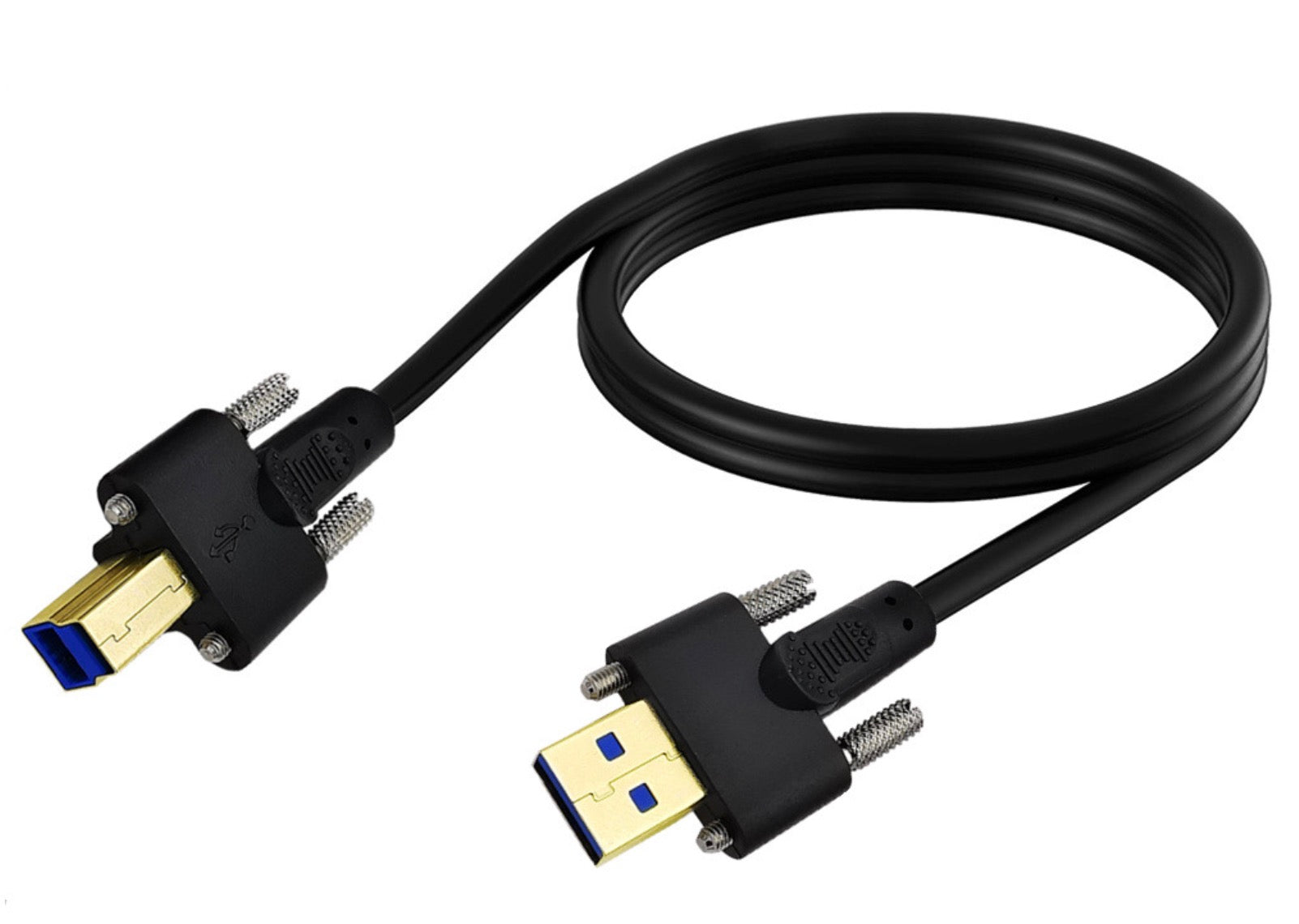 USB 3.0 A Male to B Male Cable with Dual M3 Screw Lock Mechanism