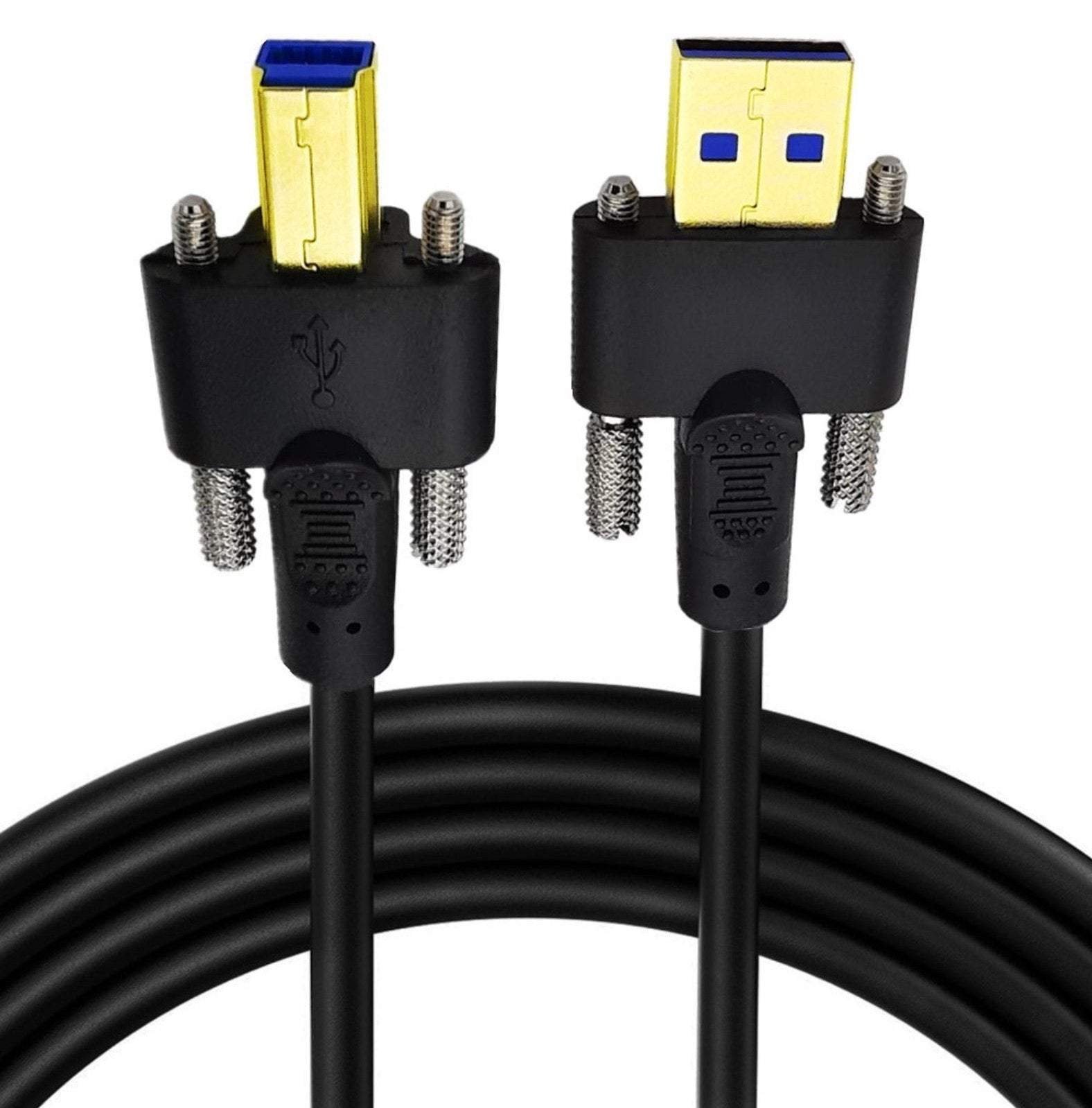 USB 3.0 A Male to B Male Cable with Dual M3 Screw Lock Mechanism