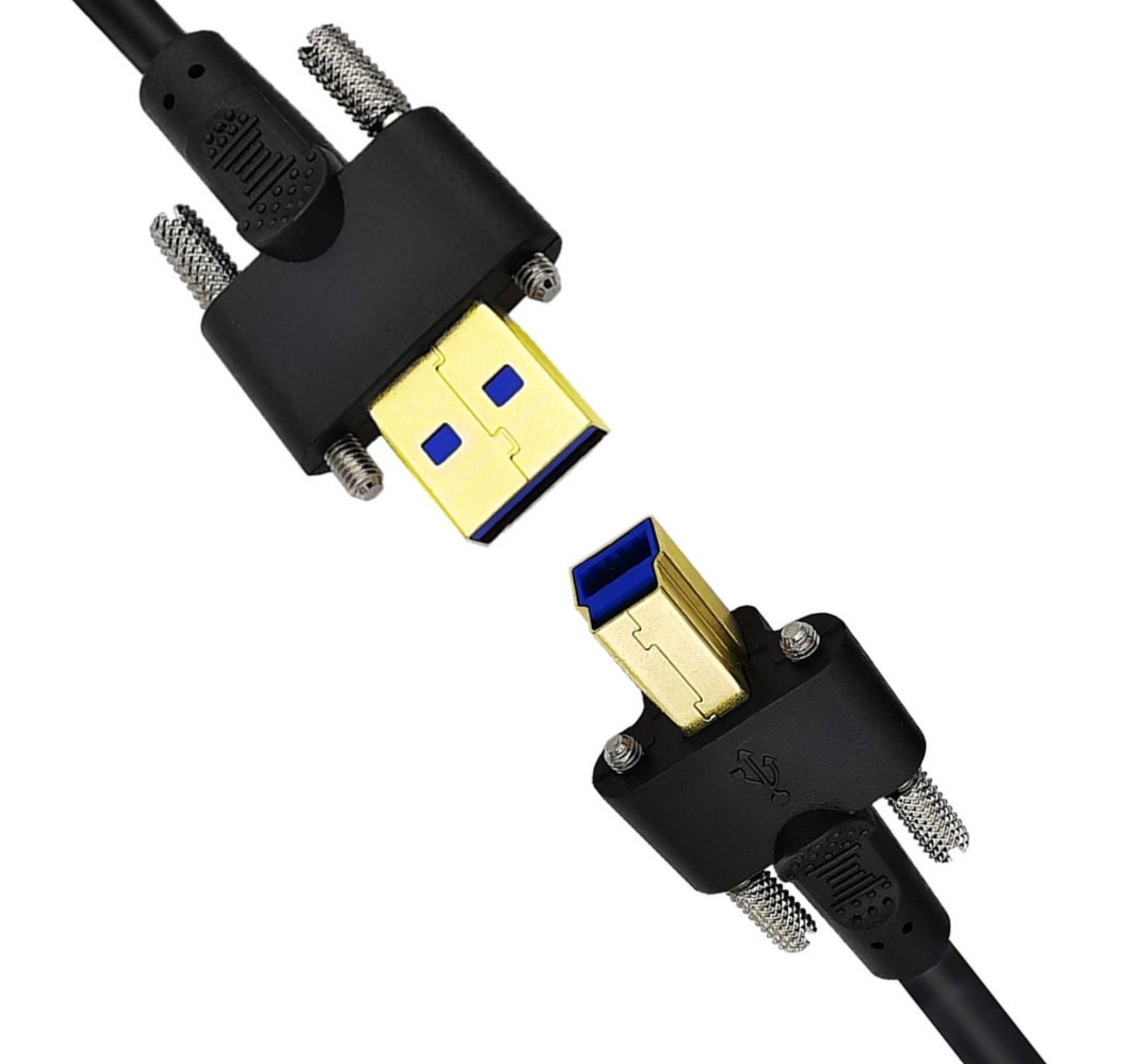 USB 3.0 A Male to B Male Cable with Dual M3 Screw Lock Mechanism