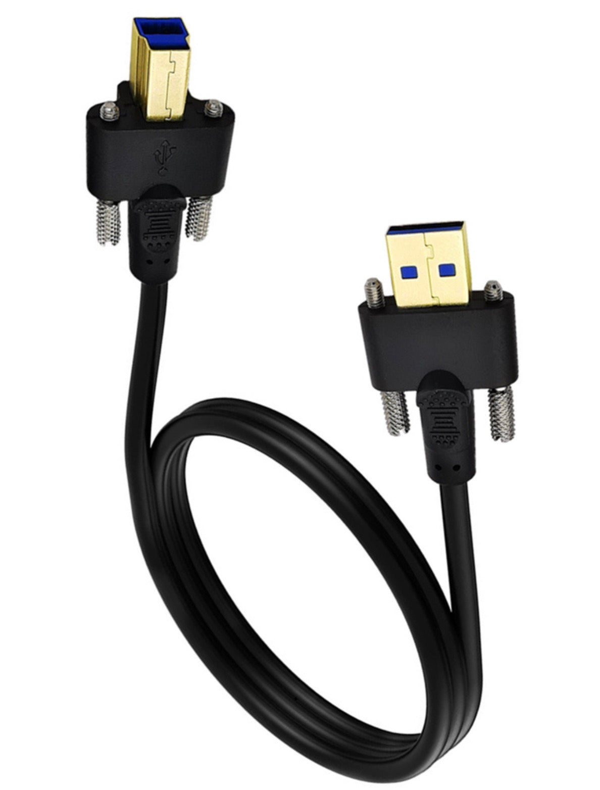 USB 3.0 A Male to B Male Cable with Dual M3 Screw Lock Mechanism