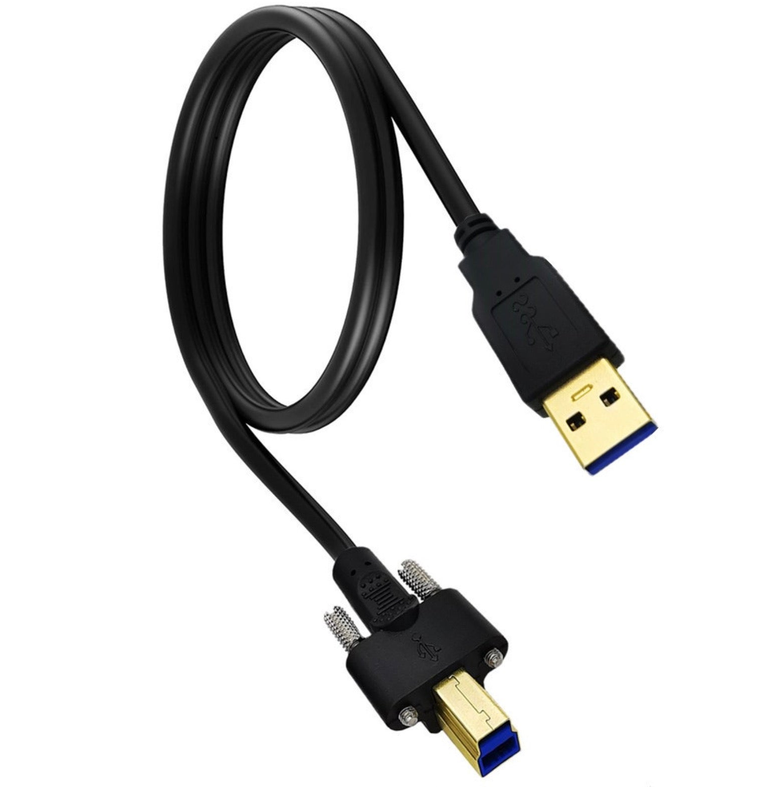 USB 3.0 A Male to Type B Male Cable (Locking Screw) For Printers and Scanners