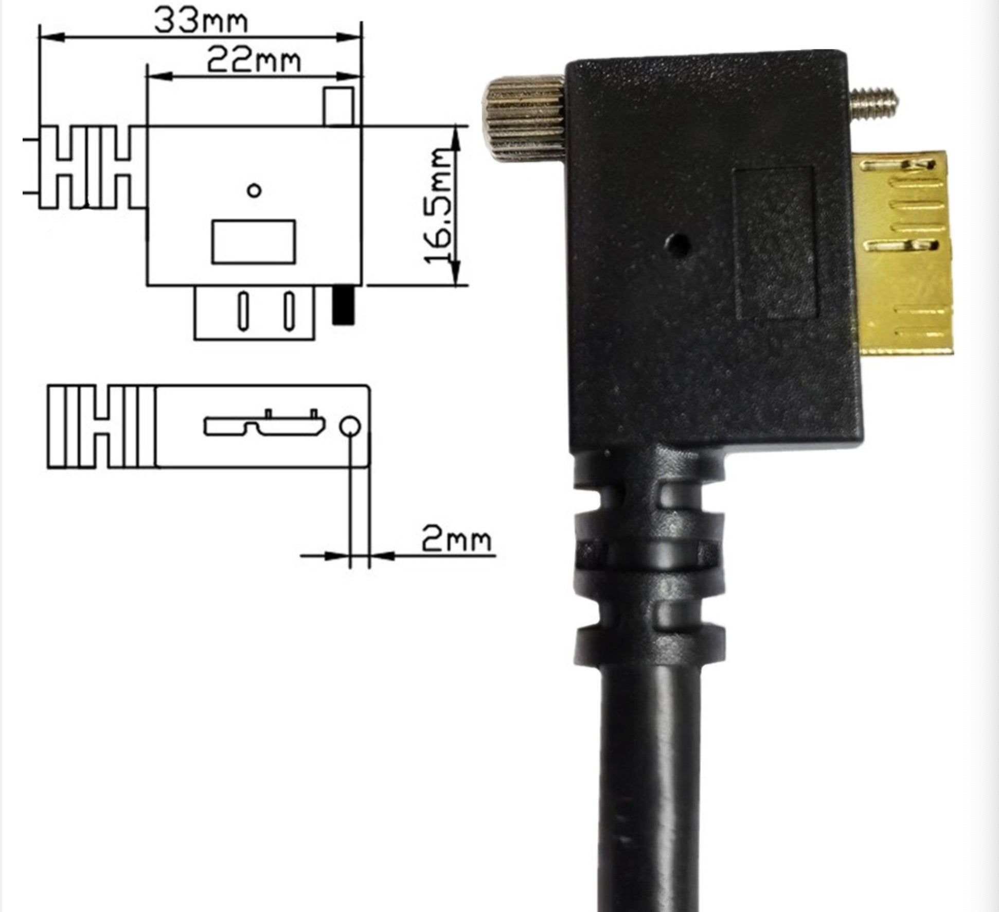 USB 3.0 A Male to Micro B Right Angle Male with Dual M3 Screw Locking Cable