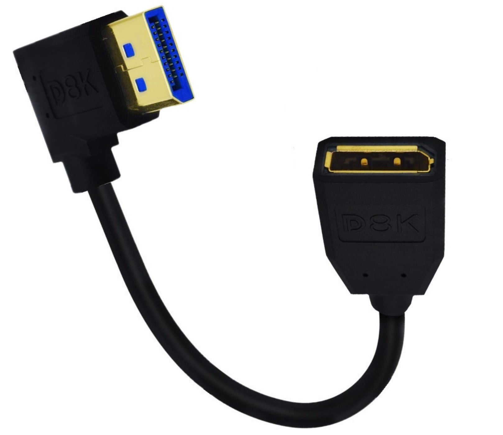 8K DisplayPort 1.4 Left Angled Male to Female Extension Cable HDR 8K@60Hz