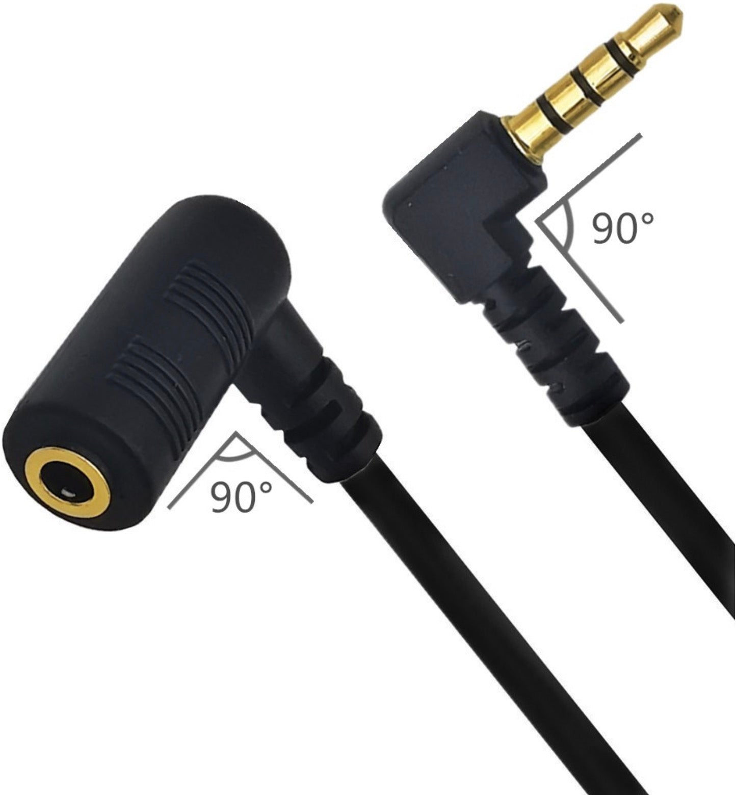 3.5mm 4 Pole TRRS Male to Female Audio Stereo Angled Cable